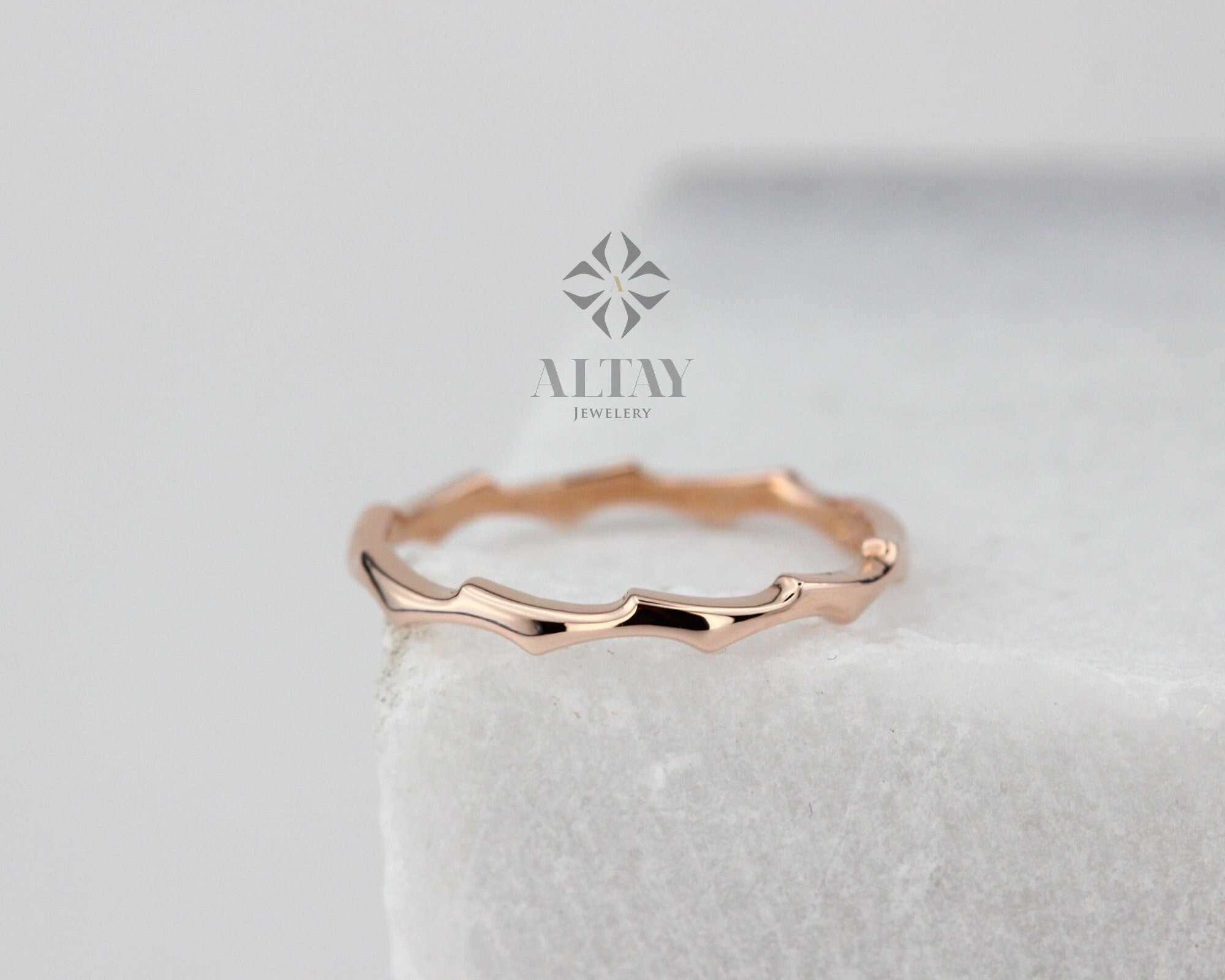14K Solid Gold Wave Ring, Gold Twig Band, Minimalist Gold Knuckle Ring, Dainty Gold Ring, Gold Branch Ring, Stackable Ring, Gift For Her