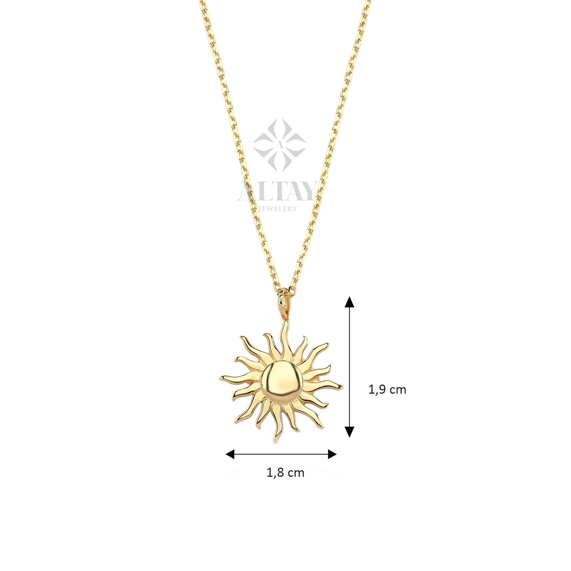 14K Gold Sun Necklace, Sunshine Pendant Necklace, Circle Sunburst Celestial Charm, Disc Sun Pendant, Small Coin Necklace, Solar Medallion