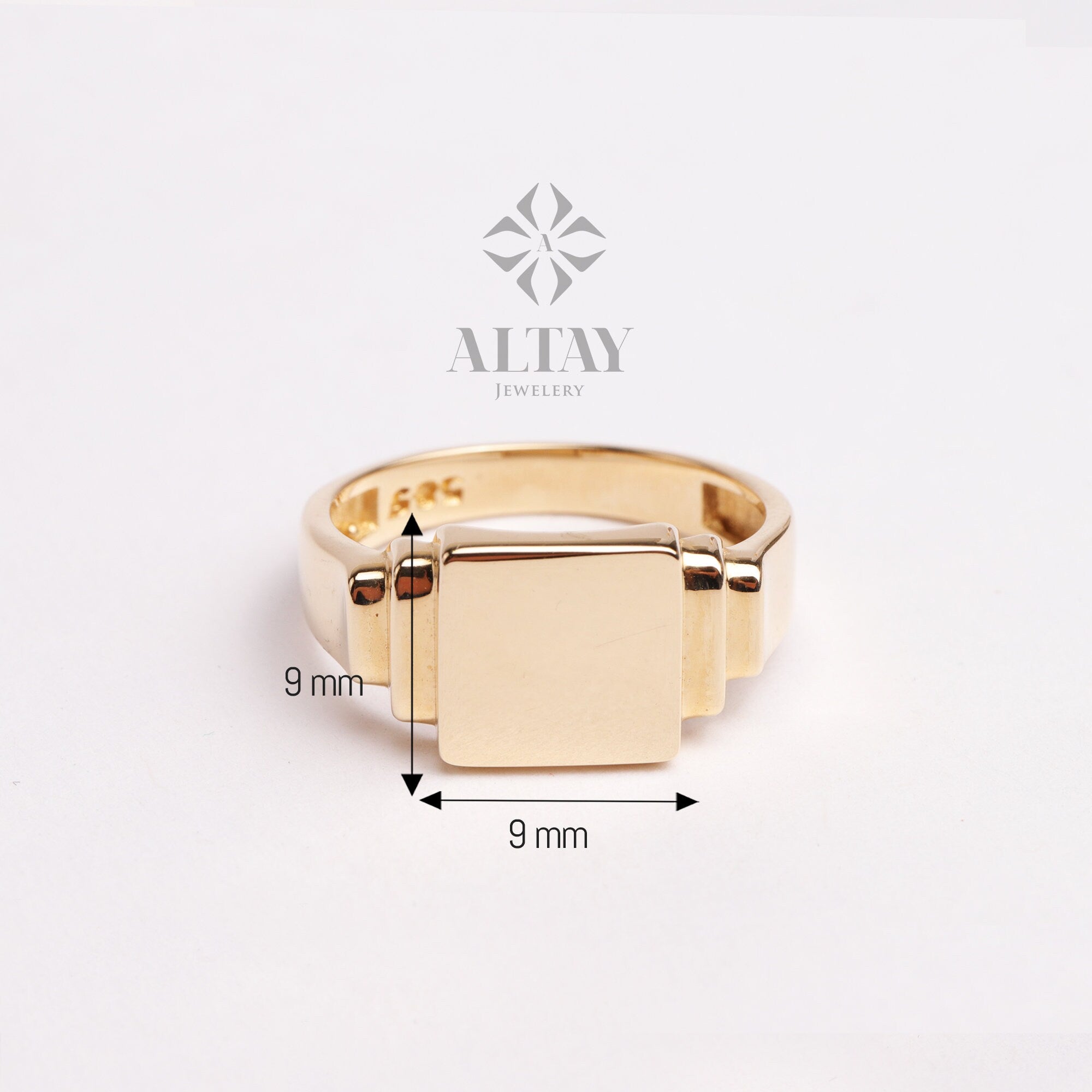 14K Gold Square Signet Ring, Personalized Signet Ring, Engraved Custom Signet Band, Handmade Signet Letter Ring, Monogram Ring, Pinky Ring
