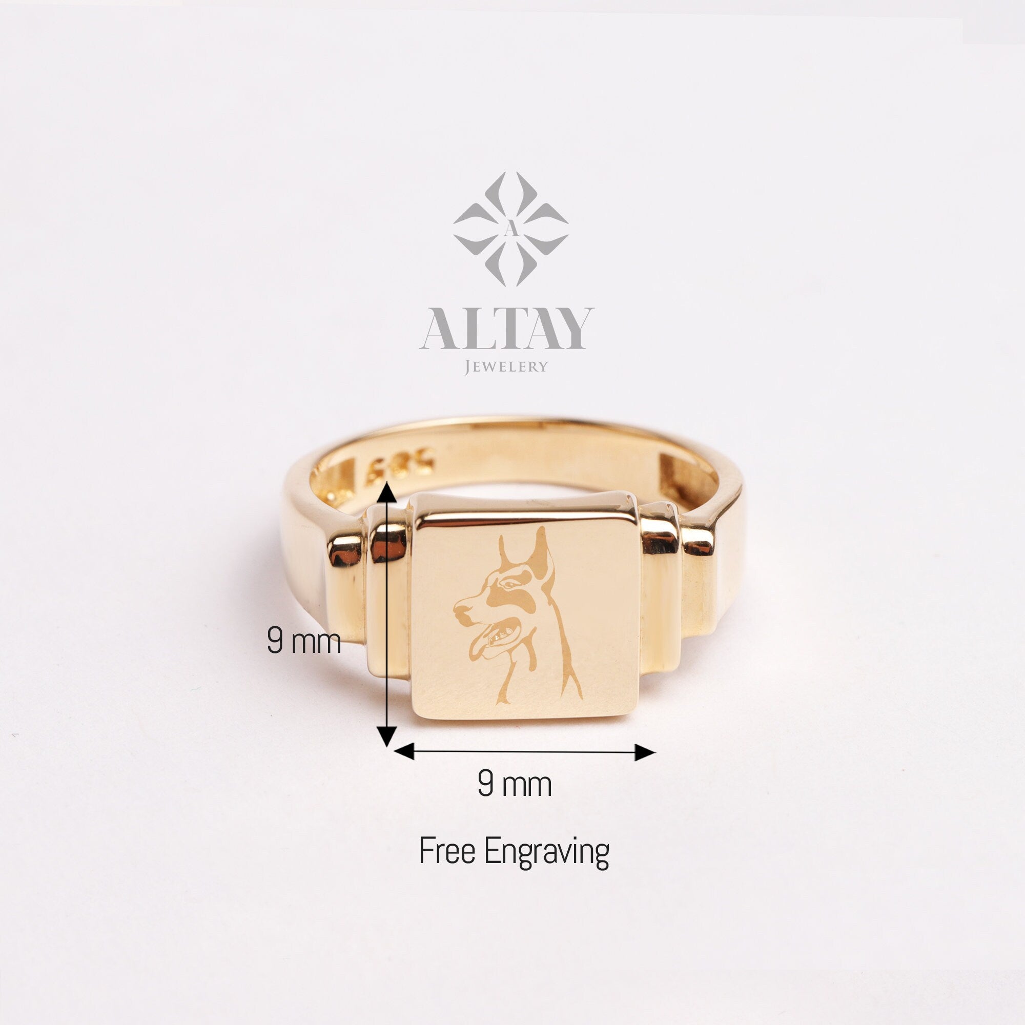 14K Gold Square Signet Ring, Personalized Signet Ring, Engraved Custom Signet Band, Handmade Signet Letter Ring, Monogram Ring, Pinky Ring