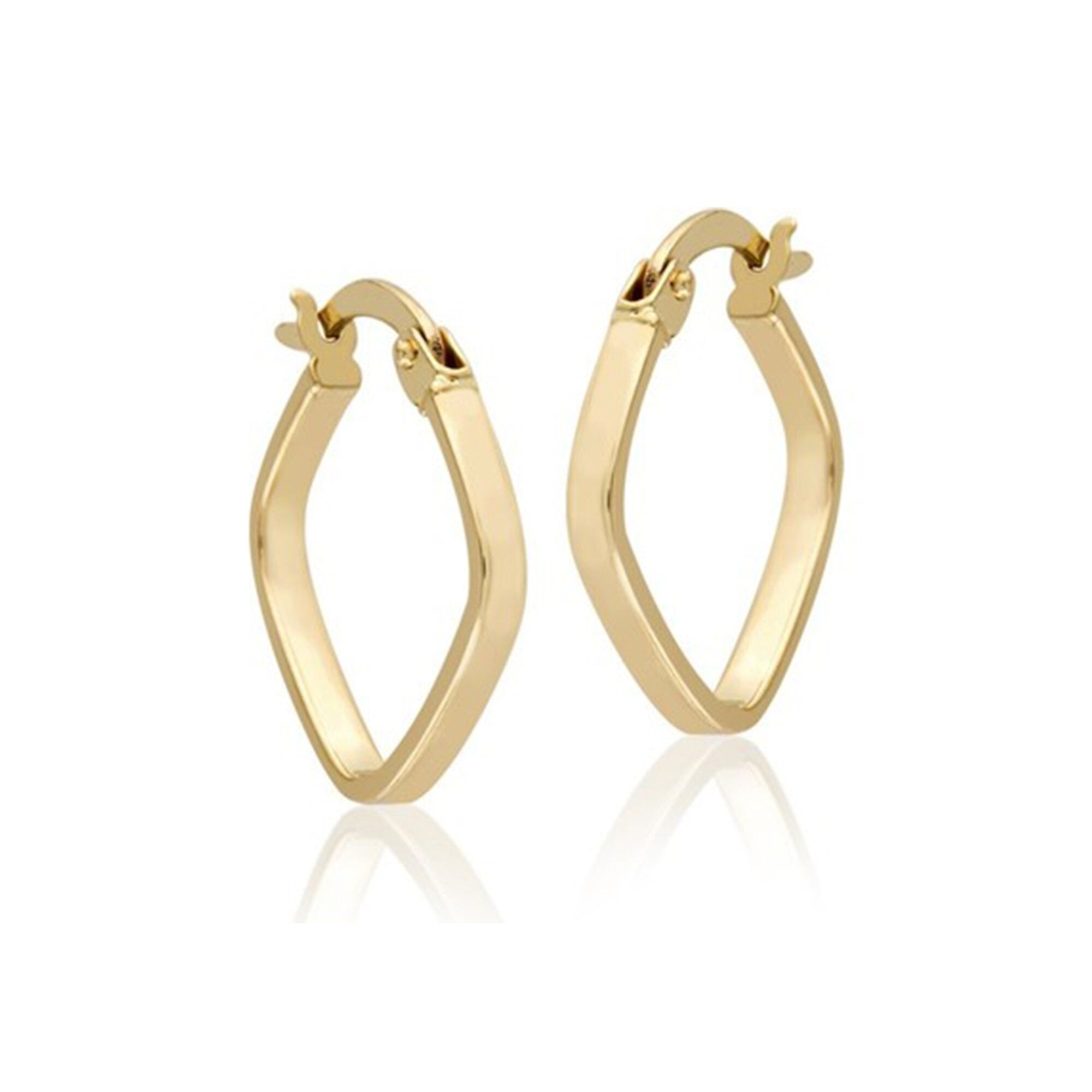 14K Gold Square Hoop Earring, Gold Geometric Huggie, Rectangle Hoop Huggie Earring, Minimal Everyday Huggie Earring, Stacking Hoop Huggie