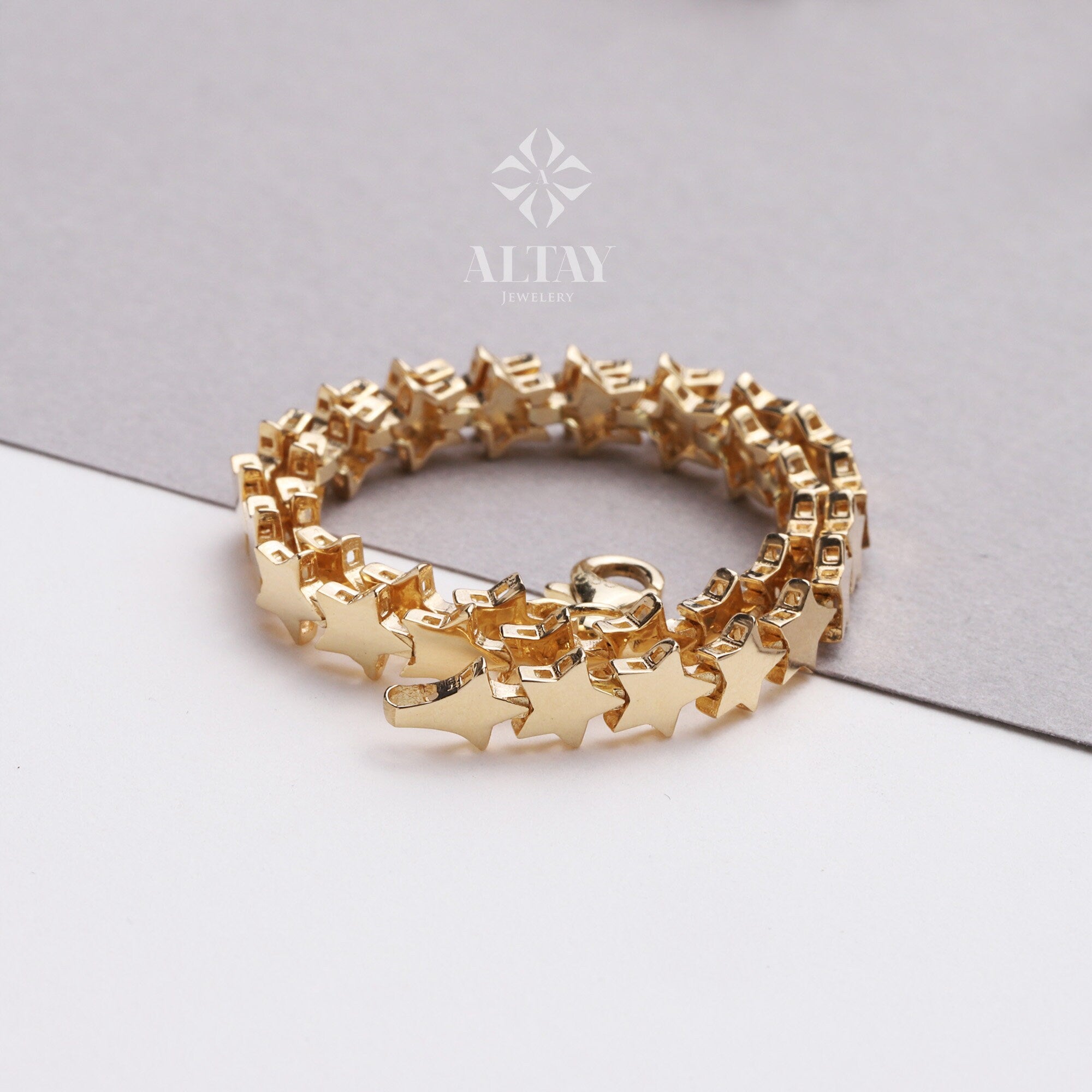 14K Gold Star Bracelet, Gold Multi Stars Bracelet, Dainty Celestial Jewelry, Minimalist Star Charm Bracelet, Anniversary Gift For Her