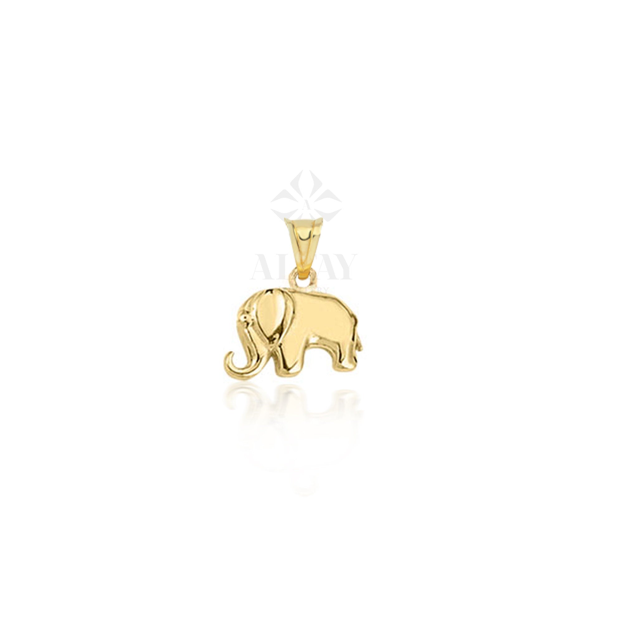 14K Gold Elephant Necklace, Elephant Pendant Necklace, Dainty Elephant Choker, Good Luck Charm, Tiny Elephant, Layering Women Necklace