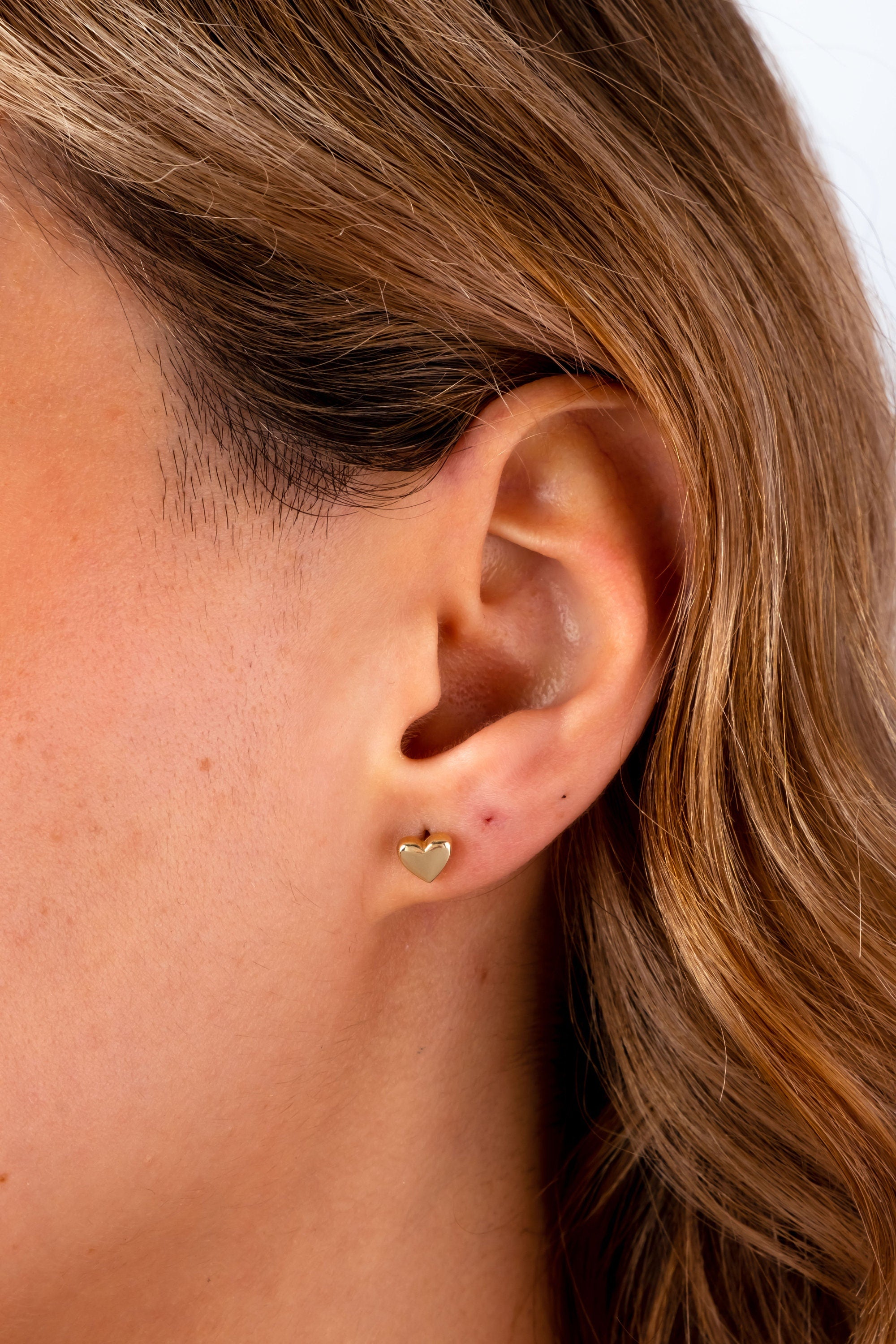 14K Gold Heart Stud Earrings, Mini Heart Earrings, Love Earrings Stacking Gold Earrings, Gifts for Daughter, Valentine's Gift for Her Wife