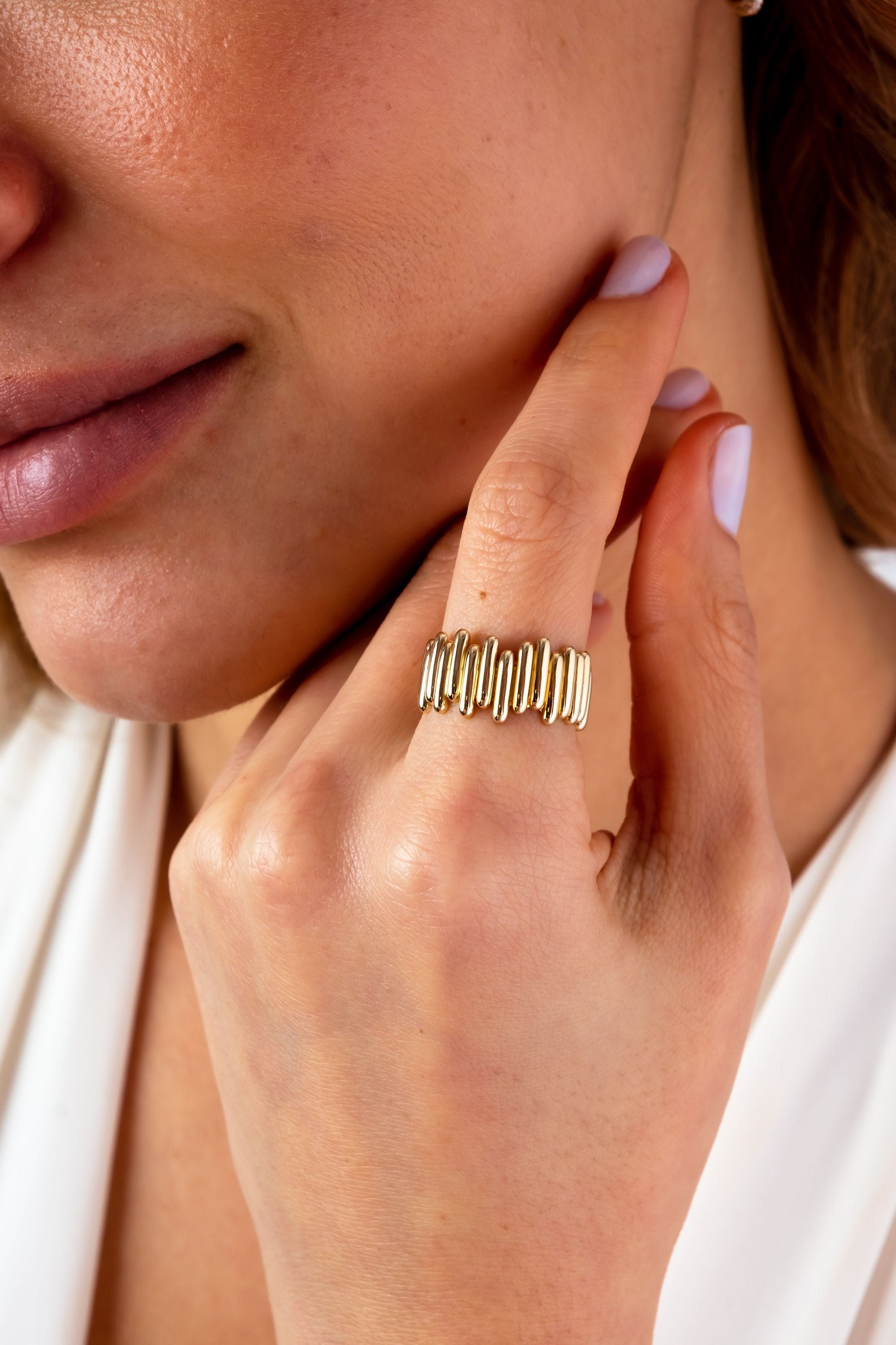14K Gold Zigzag Ring, Tiny Gold Ring, Statement Ring, Wave Ring, Unique Design, Minimalist Gold Ring, Dainty Ring, Statement Ring