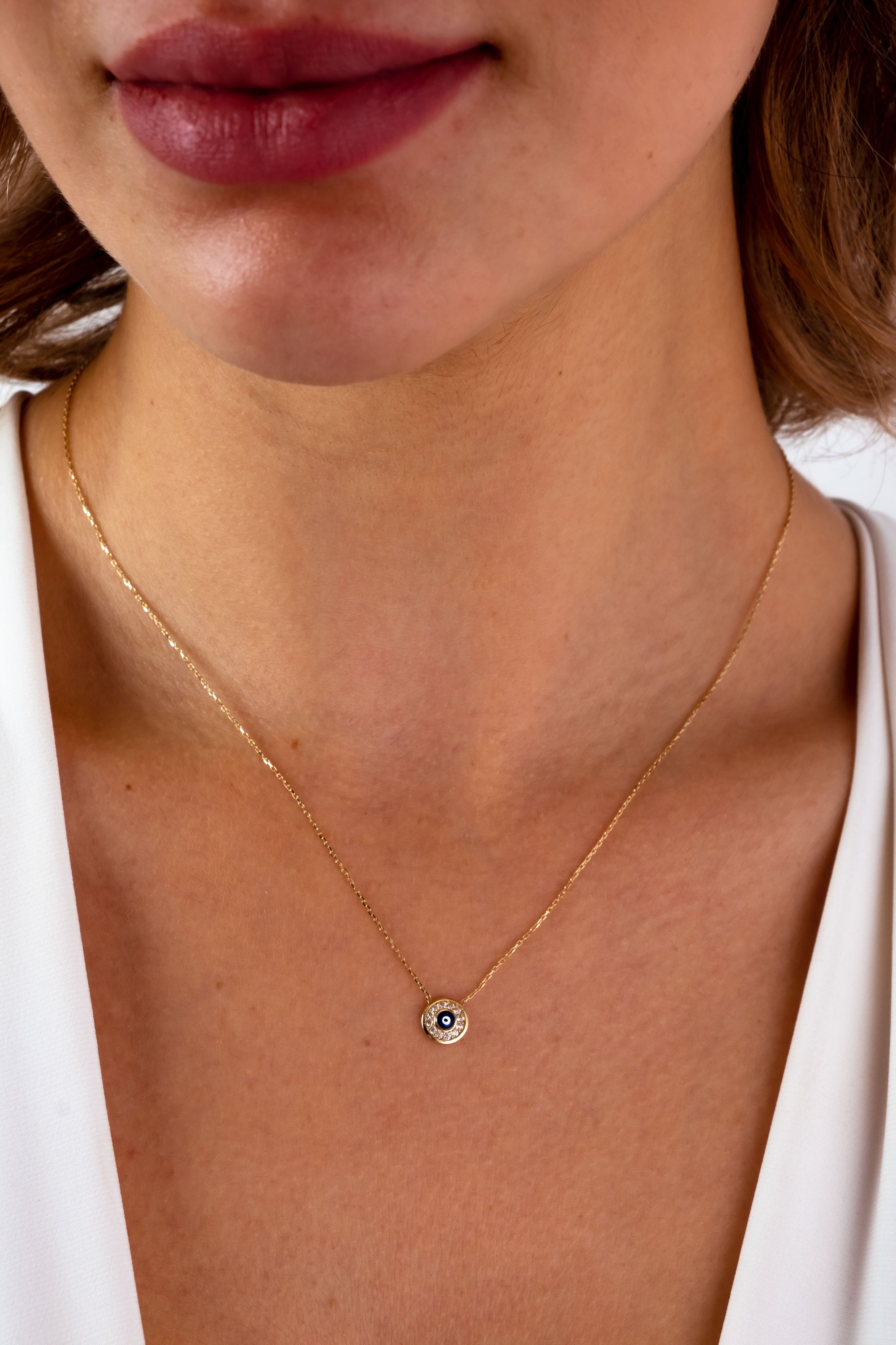 14K Gold Evil Eye Necklace, Coin Third Eye Necklace, Medallion Eye Necklace, Turquoise Stone Charm, Protection Layering Charm Necklace