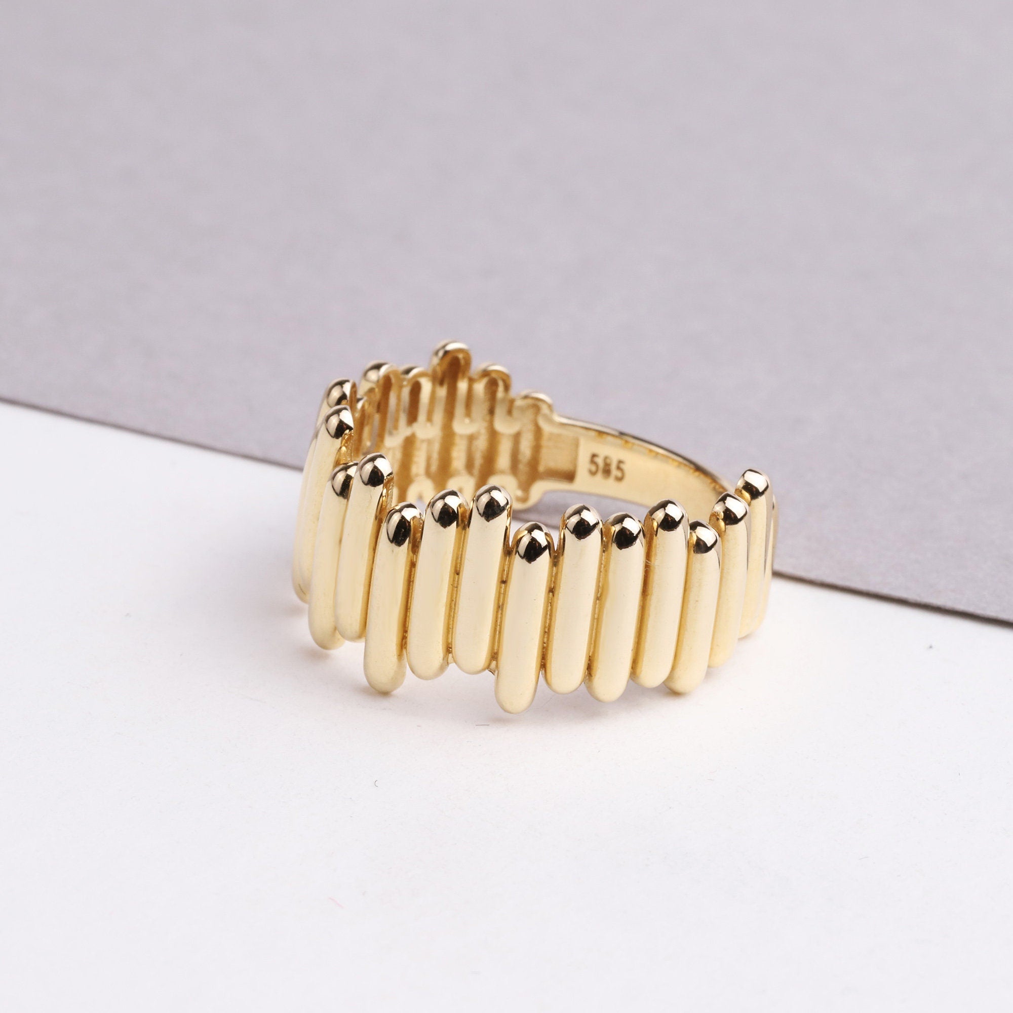 14K Gold Zigzag Ring, Tiny Gold Ring, Statement Ring, Wave Ring, Unique Design, Minimalist Gold Ring, Dainty Ring, Statement Ring