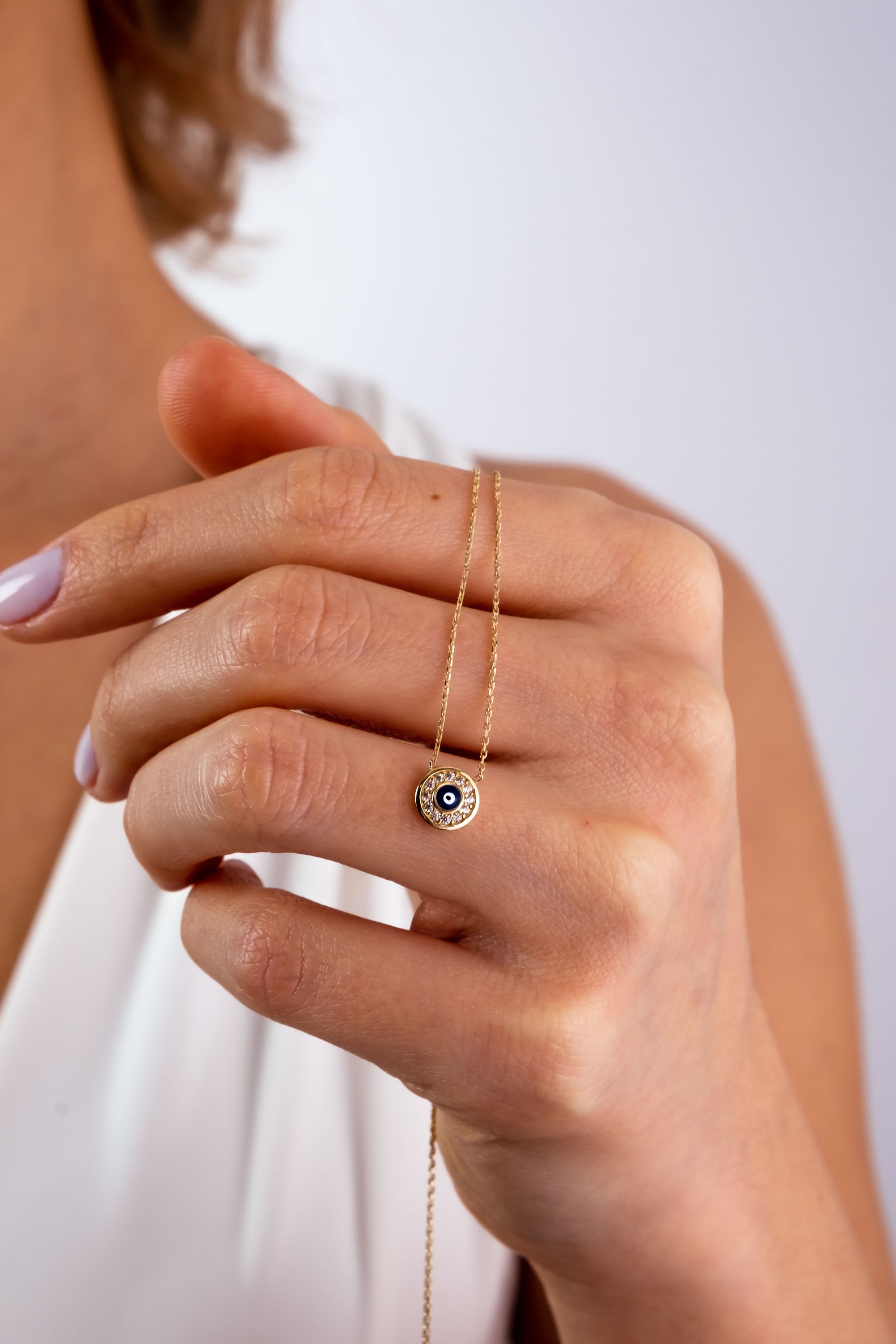 14K Gold Evil Eye Necklace, Coin Third Eye Necklace, Medallion Eye Necklace, Turquoise Stone Charm, Protection Layering Charm Necklace