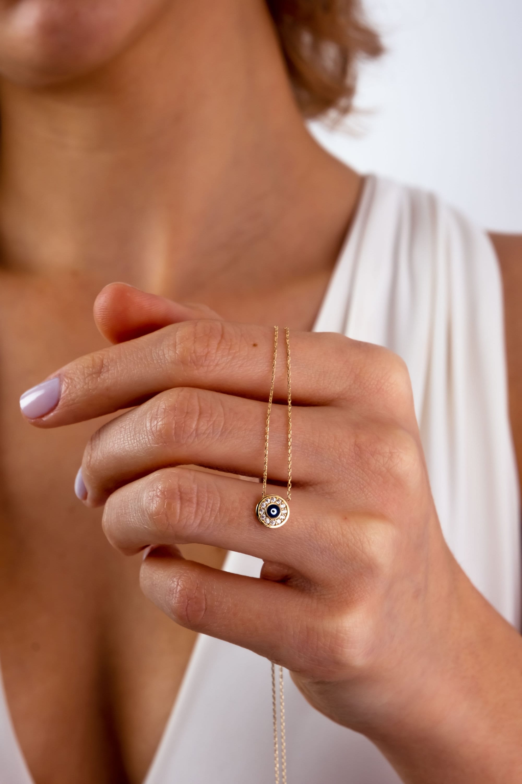 14K Gold Evil Eye Necklace, Coin Third Eye Necklace, Medallion Eye Necklace, Turquoise Stone Charm, Protection Layering Charm Necklace