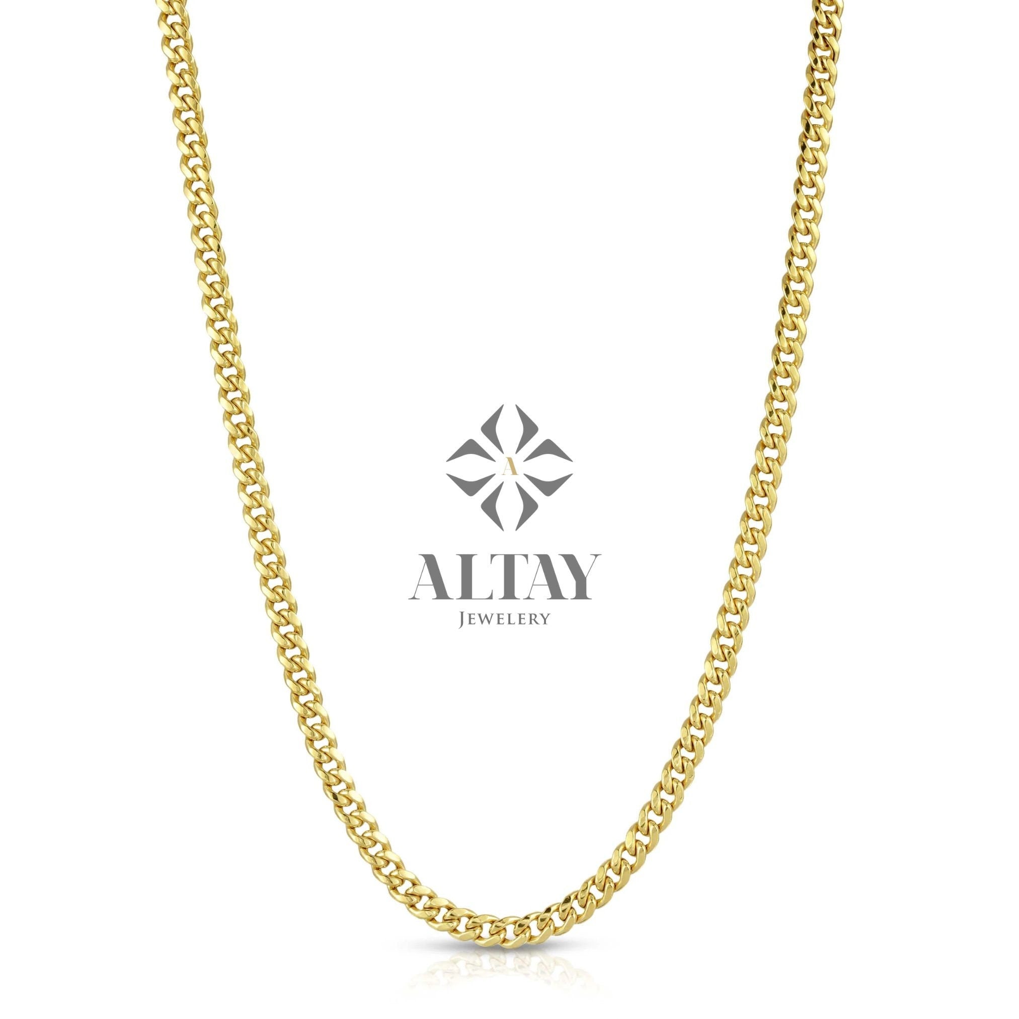 14K Gold Curb Chain Necklace, 3mm Layering Choker, Unisex Necklace, Unisex Cuban Link Chain Necklace, Dainty Jewelry, Gift For Her Him