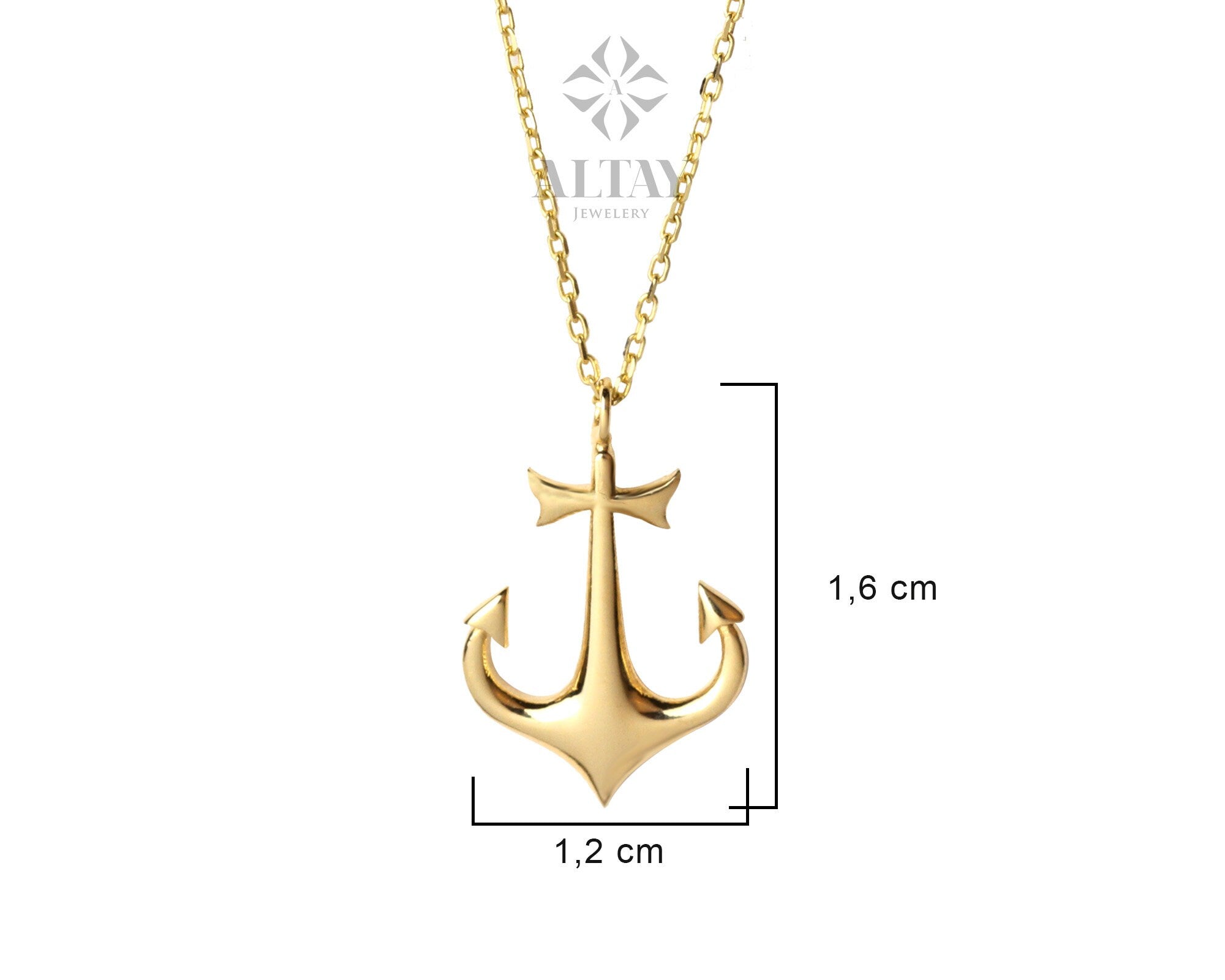 14K Gold Anchor Necklace, Tiny Gold Anchor Pendant, Anchor Choker Gold, Ship Anchor Charm, Women's Pendant, Birthday Gift For Her