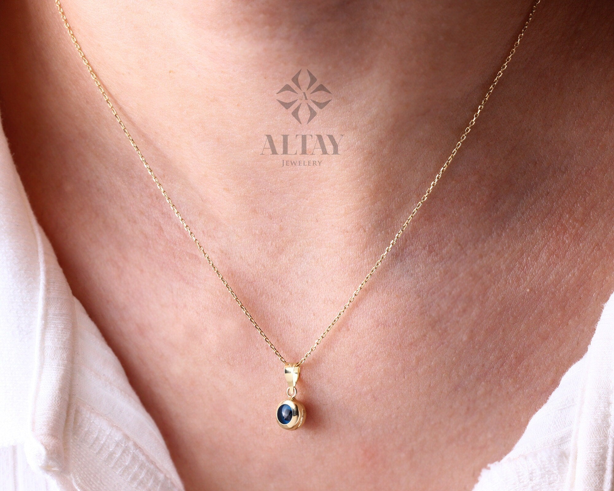 14K Solid Gold Evil Eye Necklace, Evil Eye Pendant, Protection Charm, Evil Eye Jewelry, Nazar Bead Pendant, Minimal Jewelry, Gift For Her