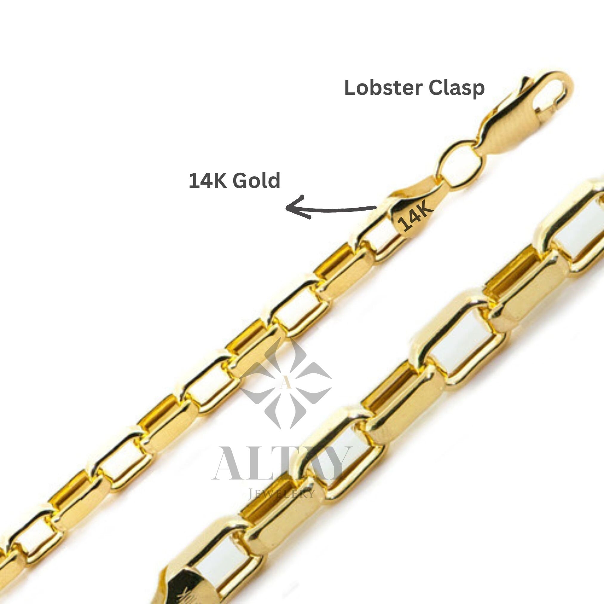 14K Gold Chain Necklace, 3MM Gold Choker Small Staple, Rectangular Elongated, Square Link, Layering Chain, Lightweight, Gift For her