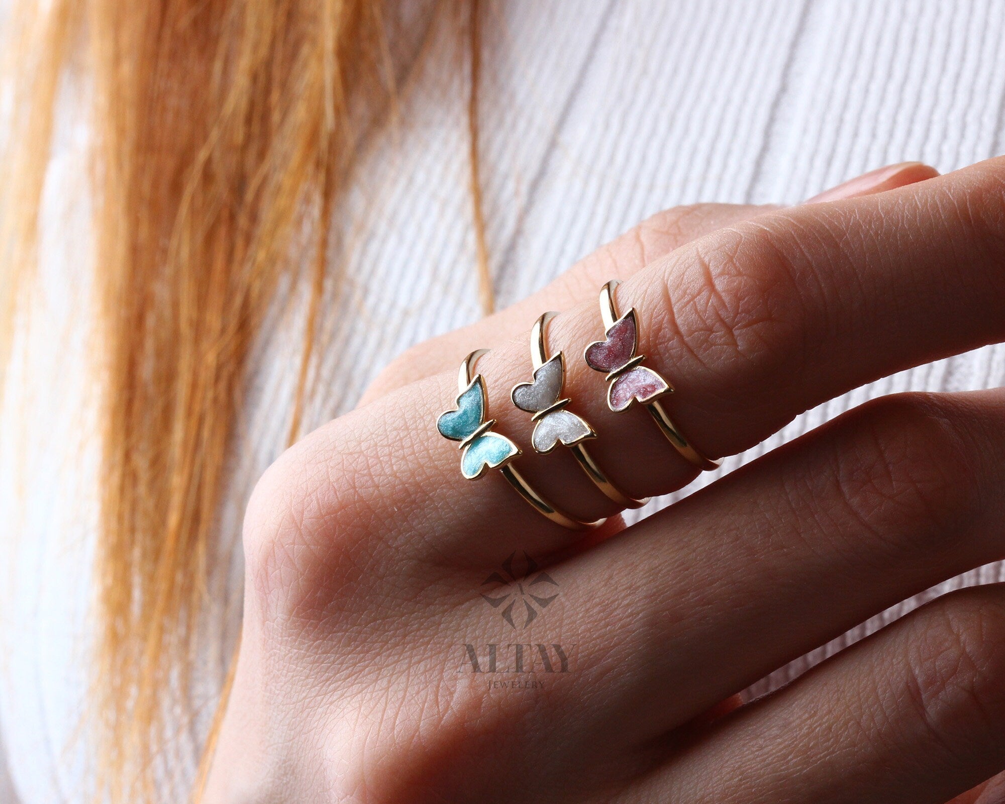 14K Gold Butterfly Ring, Dainty Gold Stacking Ring, Statement Valentine's Day Ring, Minimalist Everyday Fine Jewelry, Gift for Her,