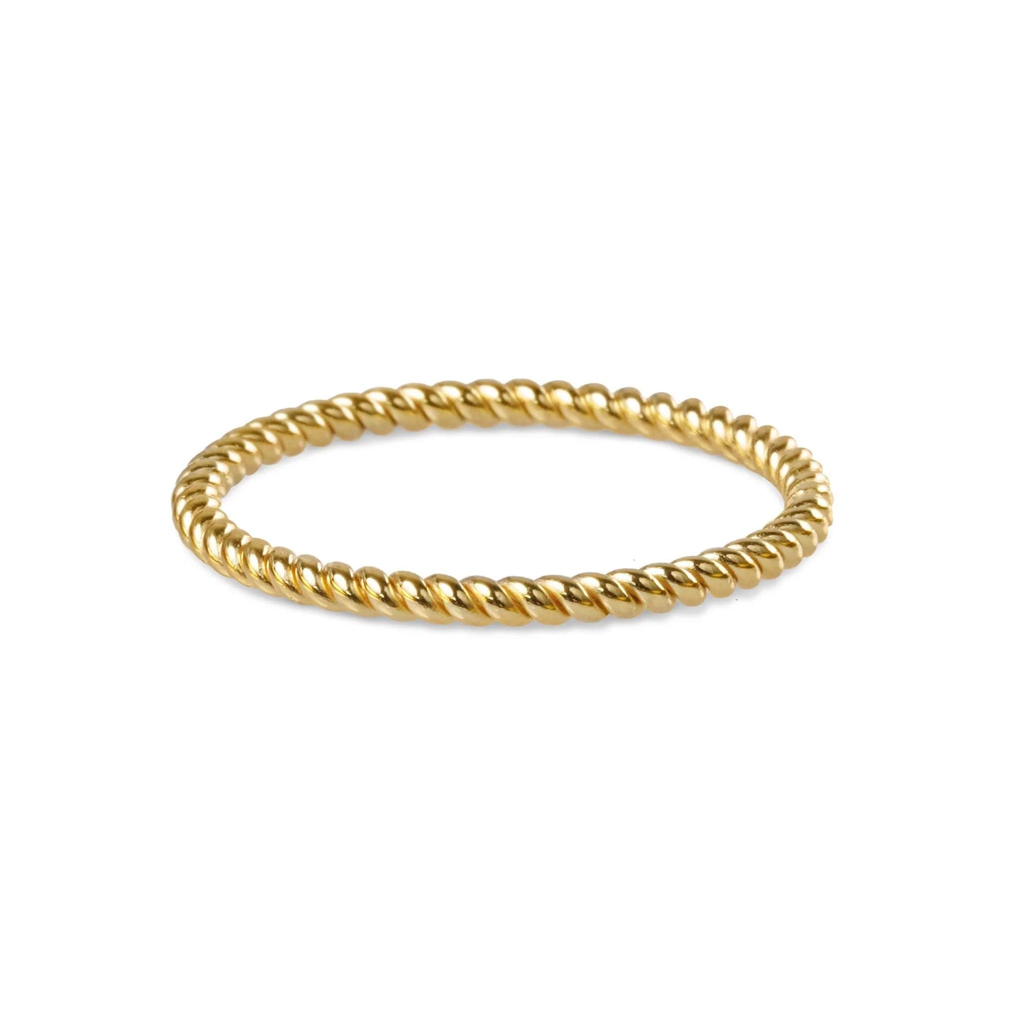 14K Solid Gold Twist Ring, Rope Style Twisted Gold Ring, Dainty Stacking Ring, Simple Delicate Stack Twist Ring, Thin Twist Wedding Band
