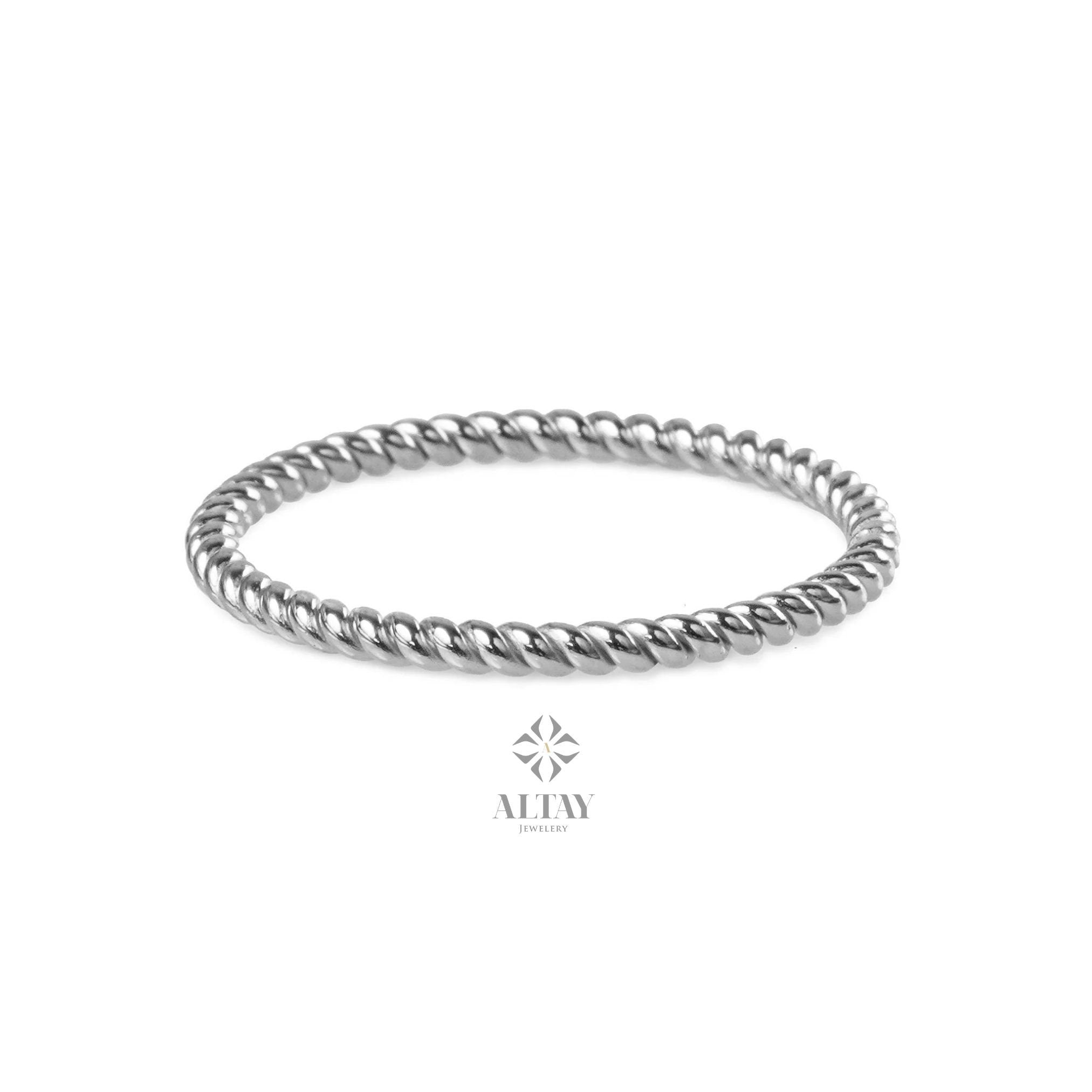 14K Gold Twist Ring, 1.5mm Twisted Rope Wedding Band Ring, Stacking Twist Ring, Minimalist Knuckle Ring, Gold Rope Ring, Thin Stacking Rings