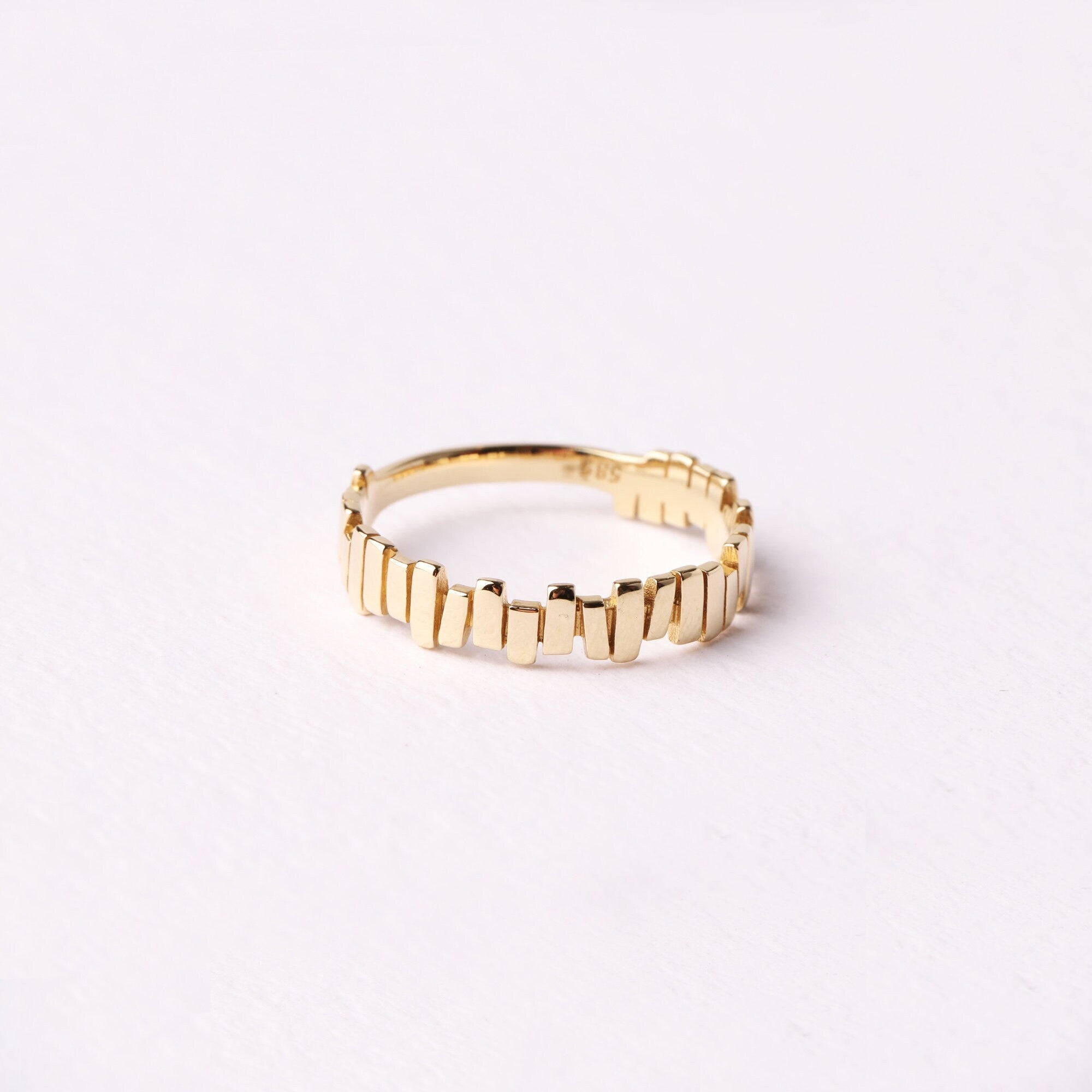 14K Solid Gold ZigZag Ring, Statement Ring, Tiny Sticks Ring, Unique Design, Minimalist, Gift For Her, Real Gold, Christmas Jewelry