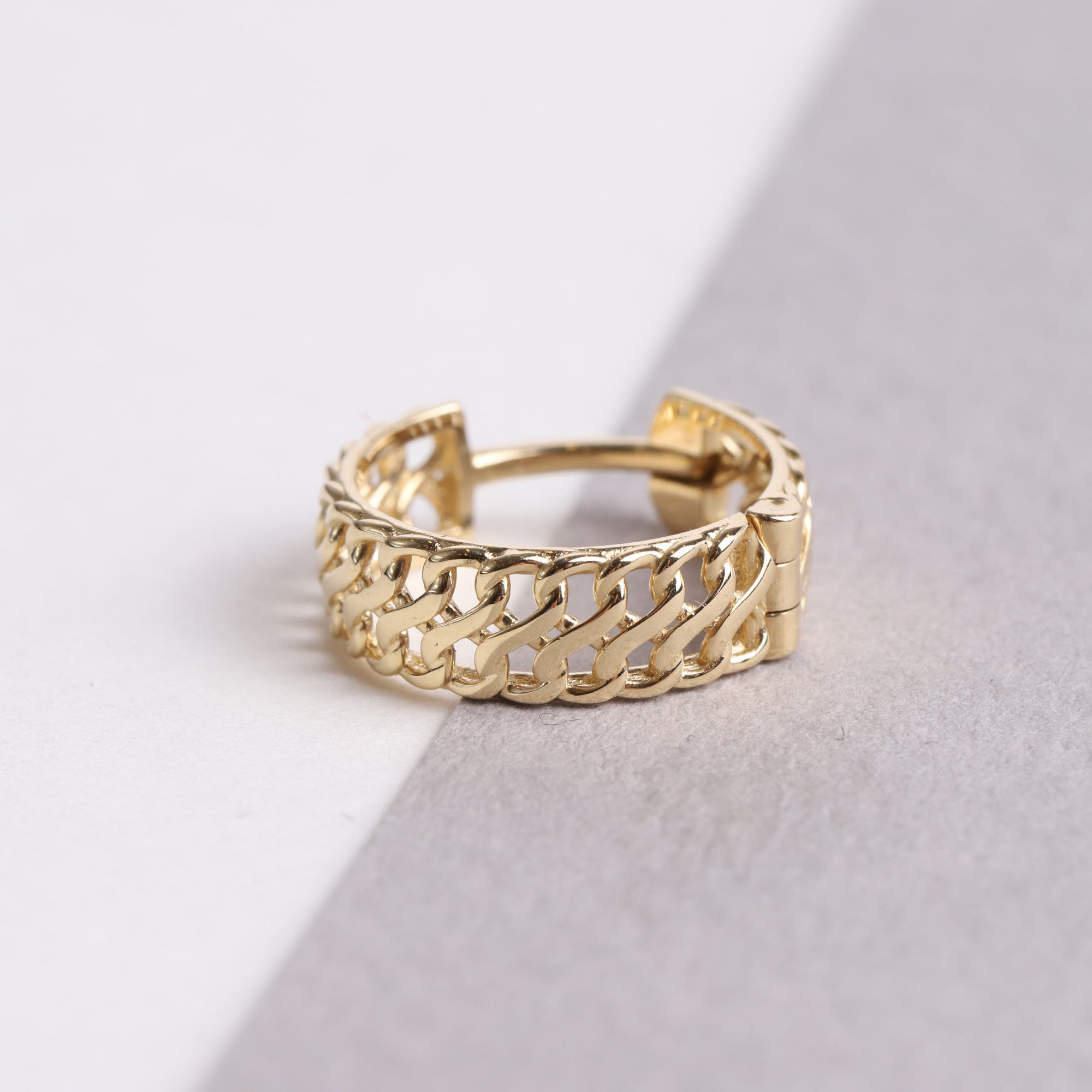 14K Gold Vienna Hoop Earrings, Vienna Hoop Earrings, Small Hoop Earrings, Huggie Hoop, Armoured Chain Hoop, Chunky Gold Hoop, Gift For Her