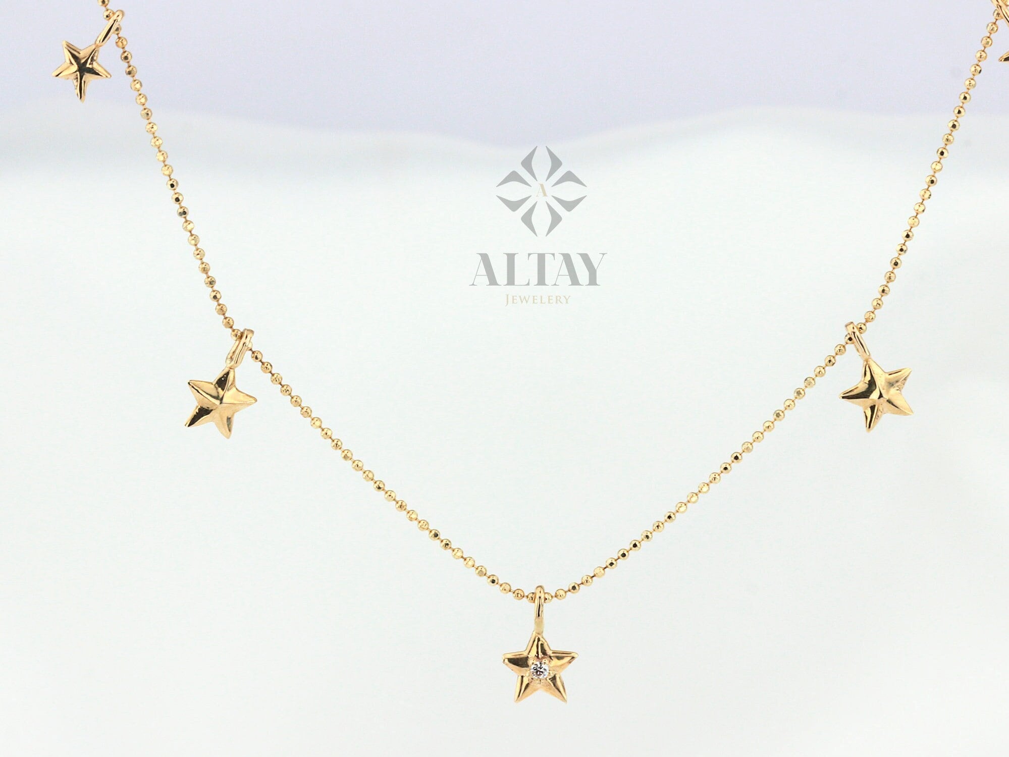14K Gold Gold Star Necklace, Charm Necklace, Gold Star, Gold Chain Necklace, Dainty Gold, Star Pendant, Layered Gold Choker Celestial