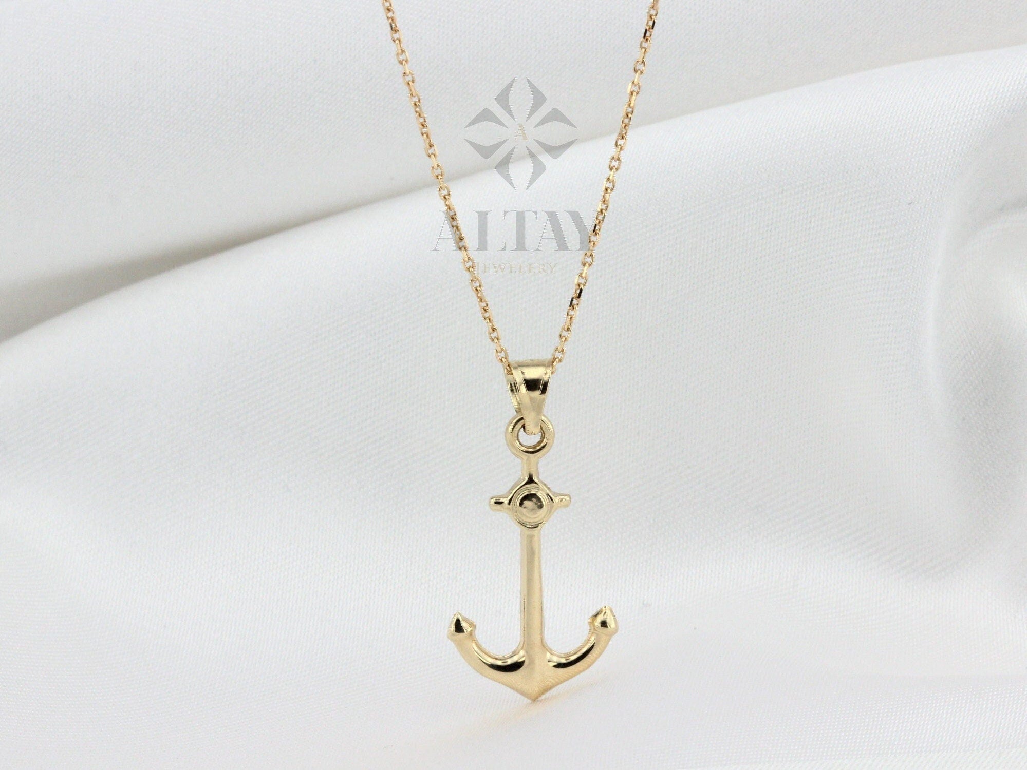 14K Gold Anchor Necklace, Tiny Gold Anchor Pendant, Anchor Choker Gold, Ship Anchor Charm, Women's Pendant, Birthday Gift For Her