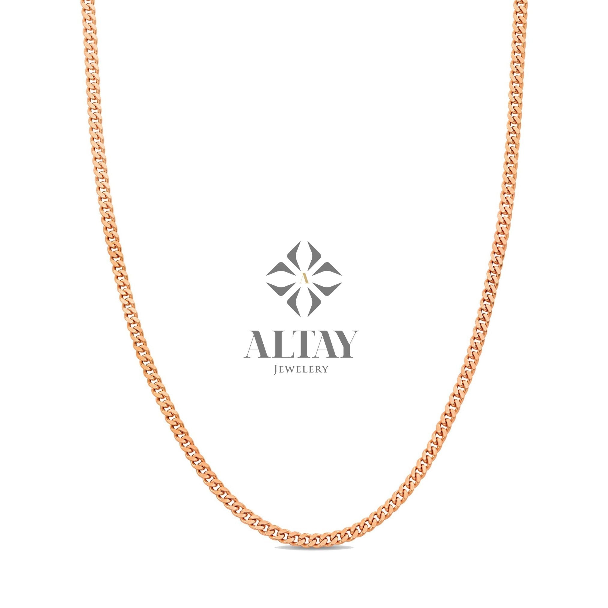 14K Gold Curb Chain Necklace, 3mm Layering Choker, Unisex Necklace, Unisex Cuban Link Chain Necklace, Dainty Jewelry, Gift For Her Him