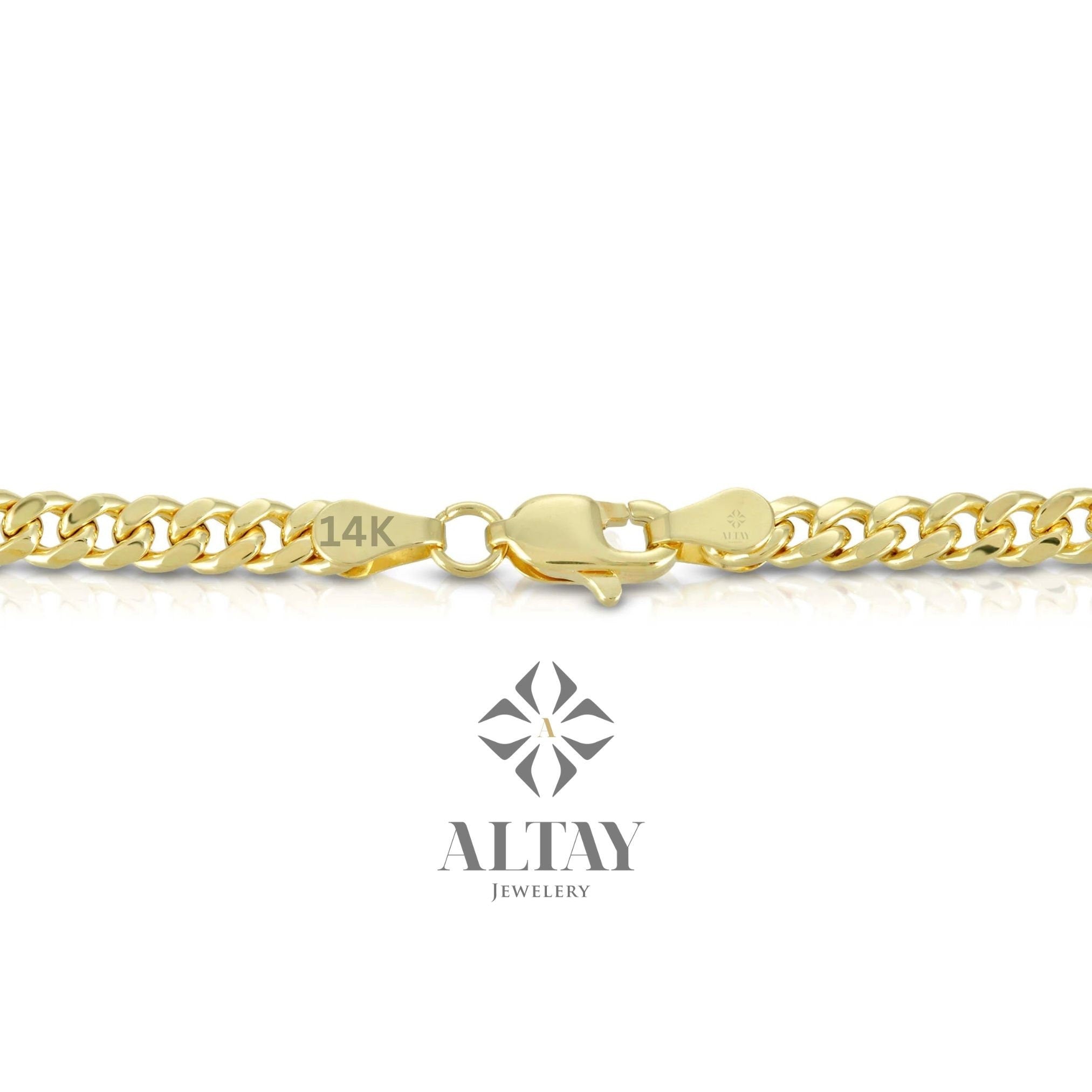 14K Gold Cuban Chain Necklace, 5mm Cuban Chain, Curb Chain Link Choker, Men Women Chain Necklace, Layering Gold Necklace, Gift for Her