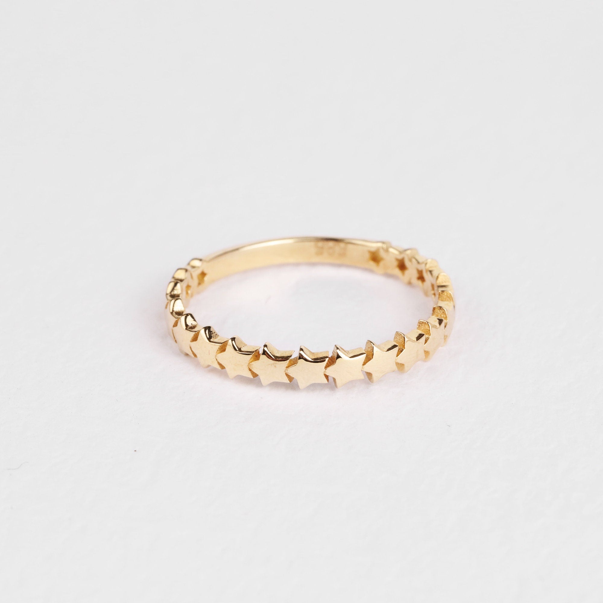 14K Gold Star Ring, Gold Multi Stars Ring, Starburst Minimalist Ring, Tiny Astral Star Band, Stacking Dainty Gold Ring, Gift for Wife