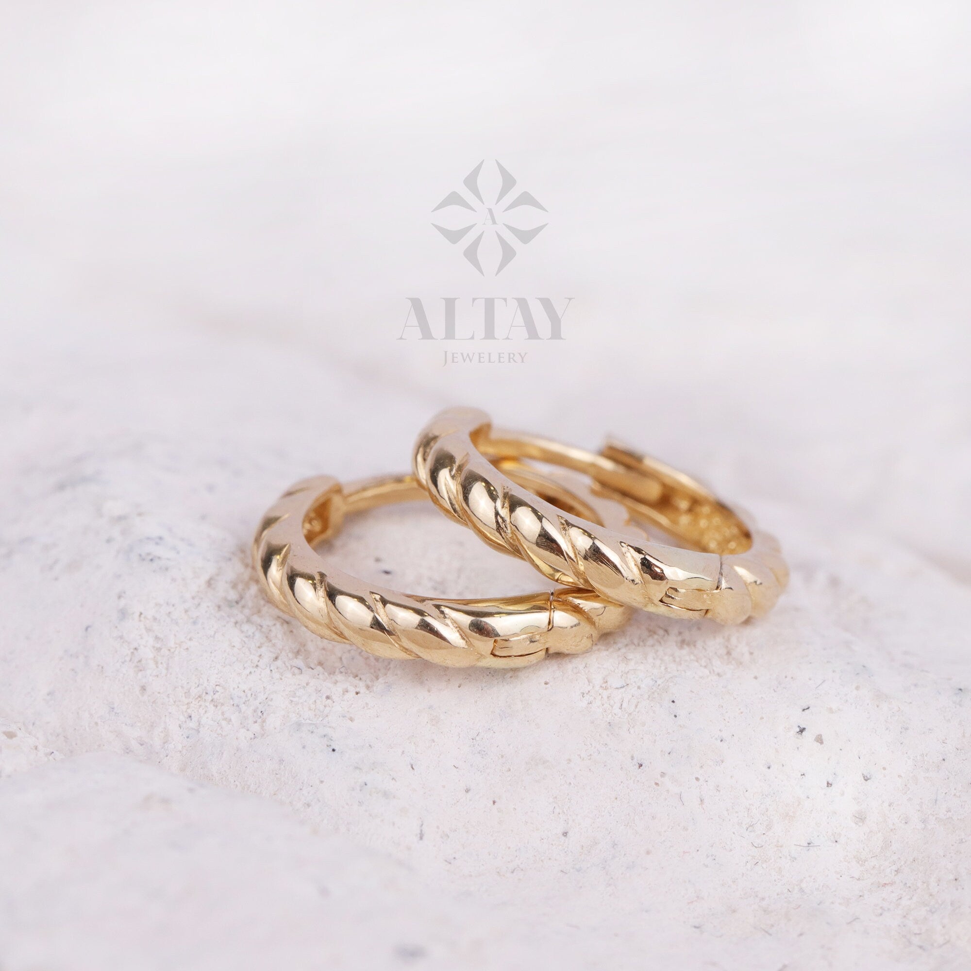 14K Gold Rope Huggie Earrings, Twist Huggie Hoop Earrings, Gold Rope Hoops, Unique Hoop Earring, Twist Gold Hinged Hoop Earring, Gift