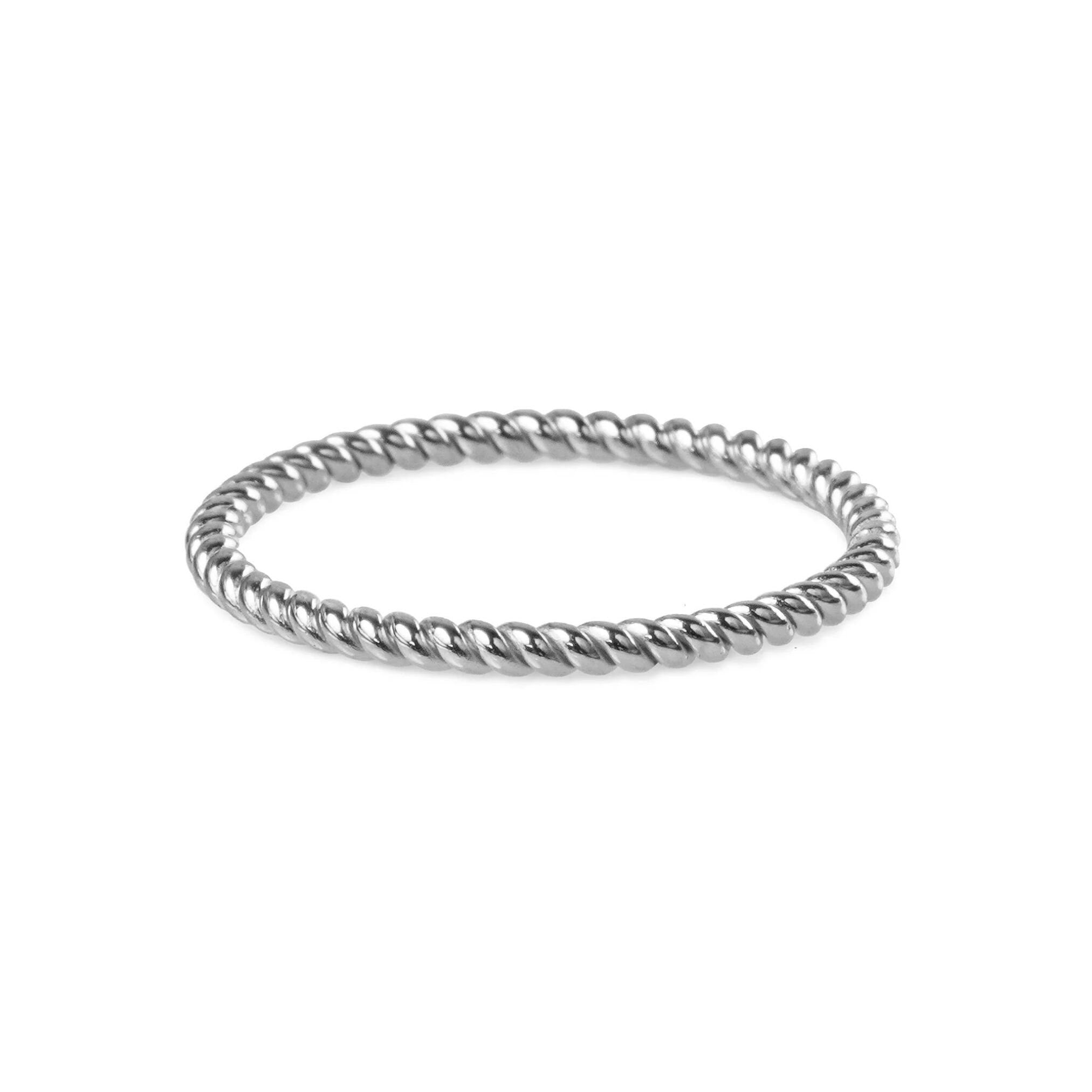 14K Solid Gold Twist Ring, Rope Style Twisted Gold Ring, Dainty Stacking Ring, Simple Delicate Stack Twist Ring, Thin Twist Wedding Band