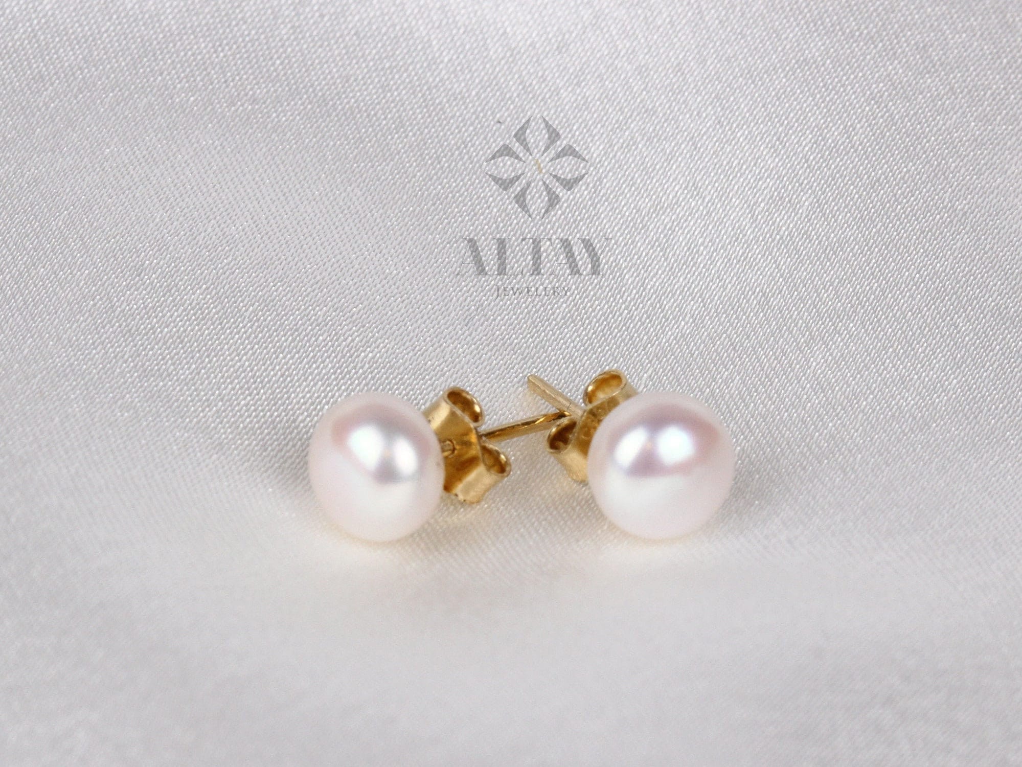 14K Gold Pearl Balls Earring, Shiny Finish, Tiny Lightweight, Gift For Her, Minimal Fine Jewelery, Fashion Delicate, Cute Dailywear Earring