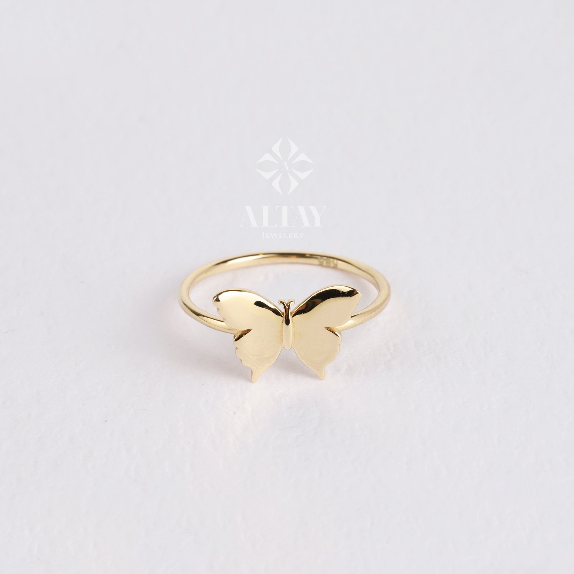 14K Gold Butterfly Ring, Dainty Gold Stacking Ring, Statement Valentine's Day Ring, Minimalist Everyday Fine Jewelry, Gift for Her,