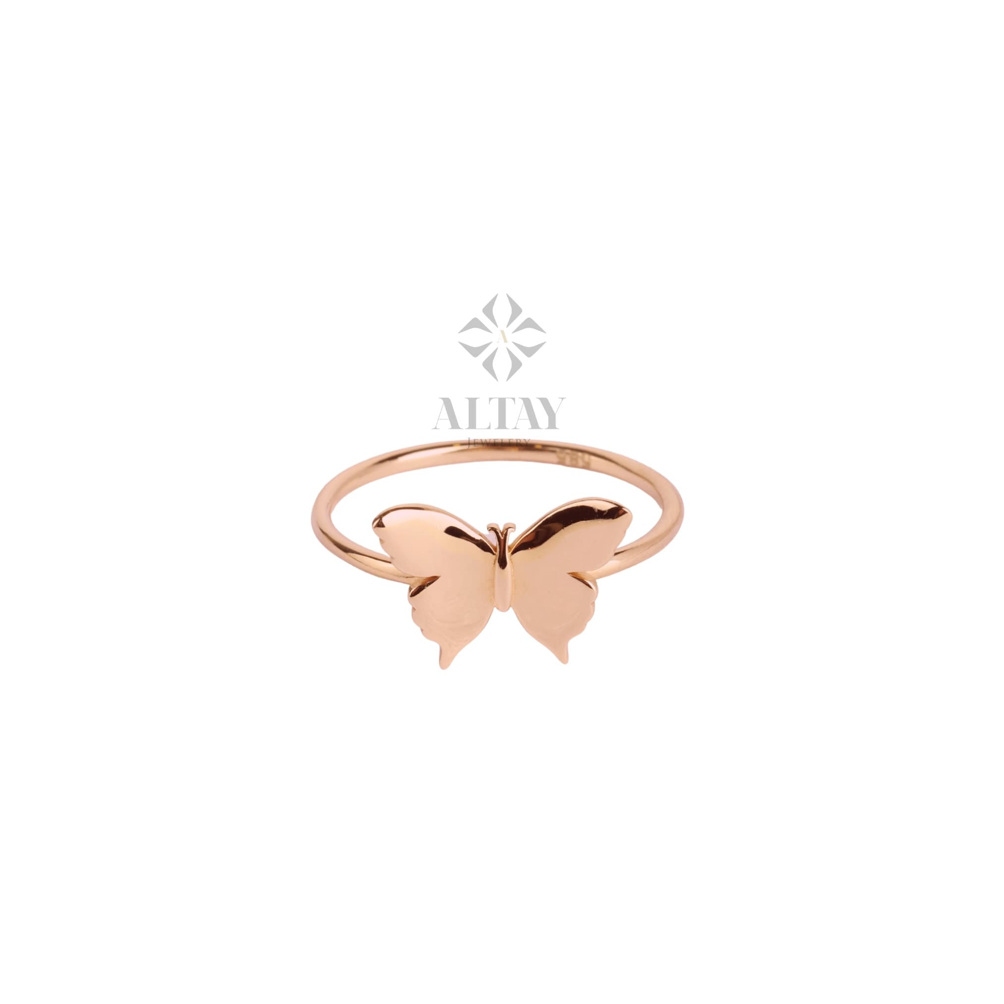 14K Gold Butterfly Ring, Dainty Gold Stacking Ring, Statement Valentine's Day Ring, Minimalist Everyday Fine Jewelry, Gift for Her,