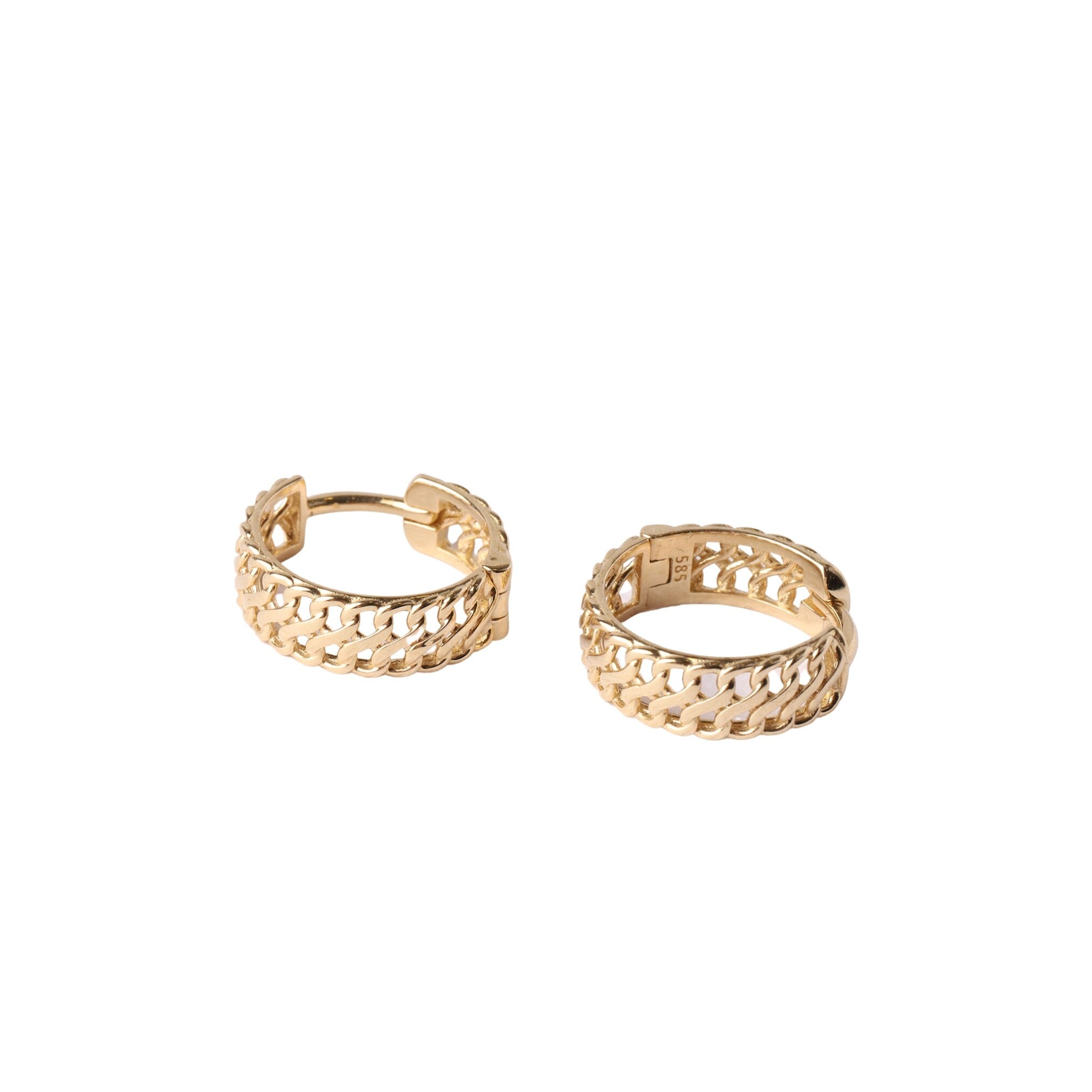 14K Gold Vienna Hoop Earrings, Vienna Hoop Earrings, Small Hoop Earrings, Huggie Hoop, Armoured Chain Hoop, Chunky Gold Hoop, Gift For Her