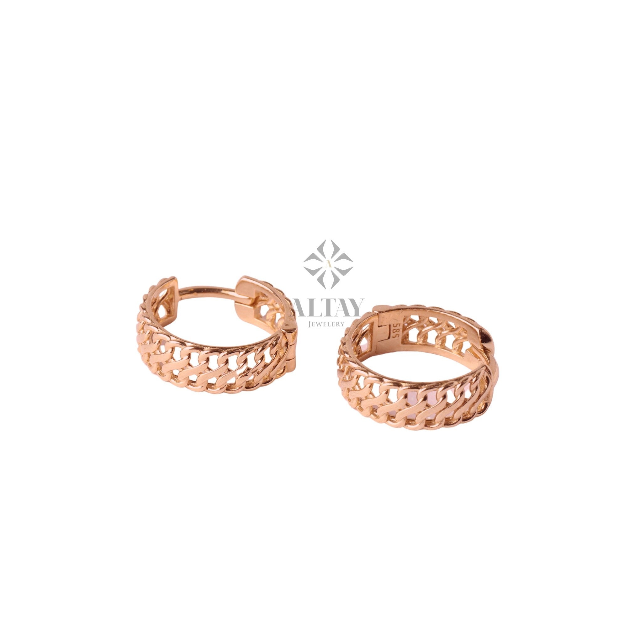 14K Gold Vienna Hoop Earrings, Vienna Hoop Earrings, Small Hoop Earrings, Huggie Hoop, Armoured Chain Hoop, Chunky Gold Hoop, Gift For Her