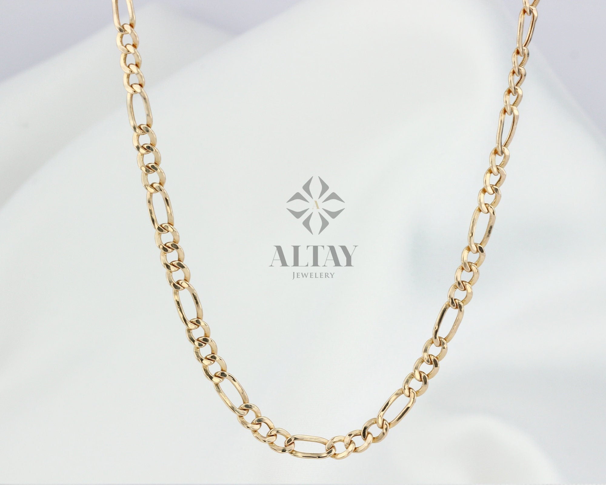 14K Gold Figaro Necklace, 3MM 4MM Figaro Choker, Layering Mariner Gold Chain, Minimal Fashion Necklace,Unisex Modern Chain, Gift For Her Him