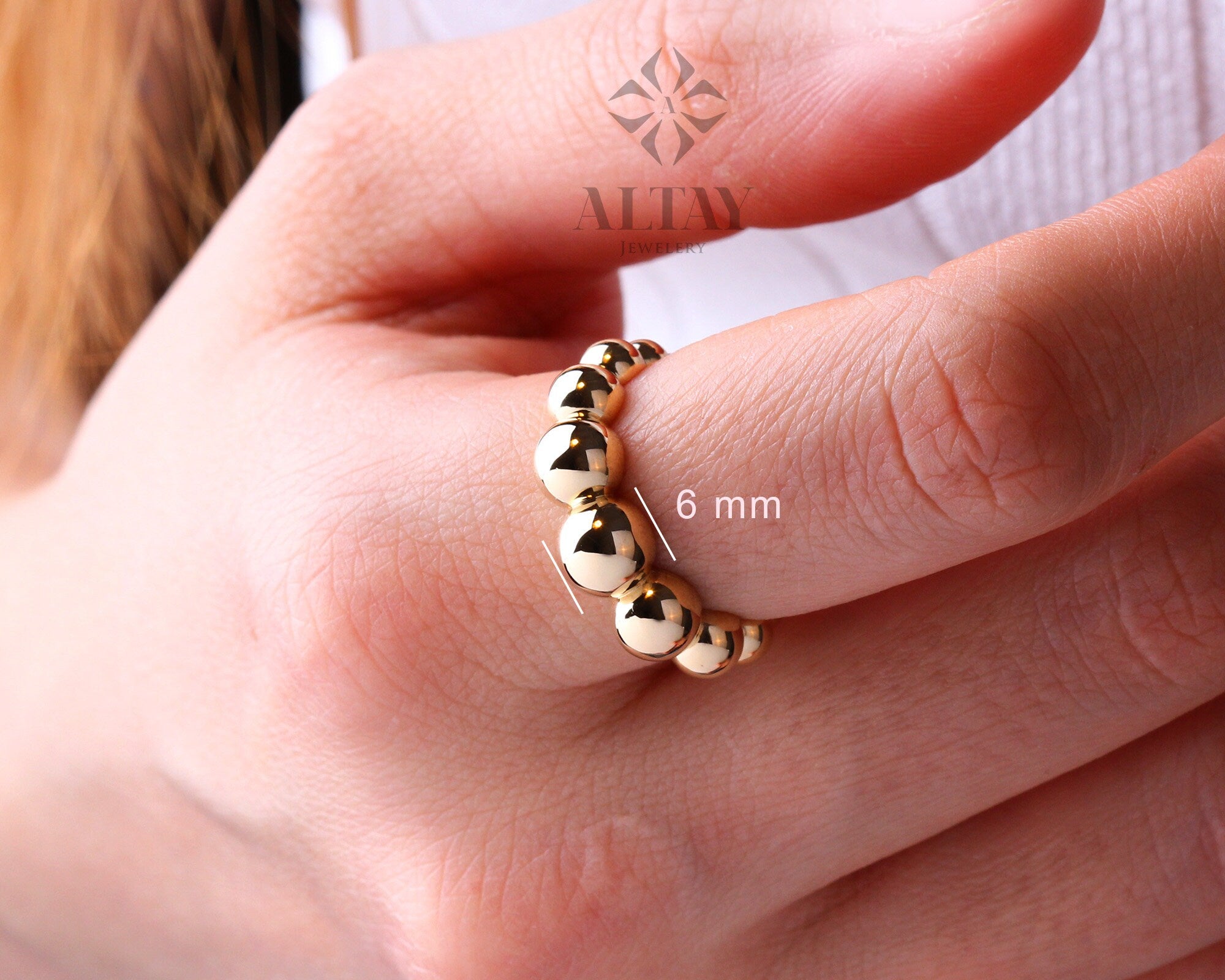 14K Gold Bead Ring, 14K Wedding Band, Bead Band, Beaded Gold Ring, Minimalist 14K Gold Bead Ring, Dainty Ring, Stacking Ring, Wedding Ring