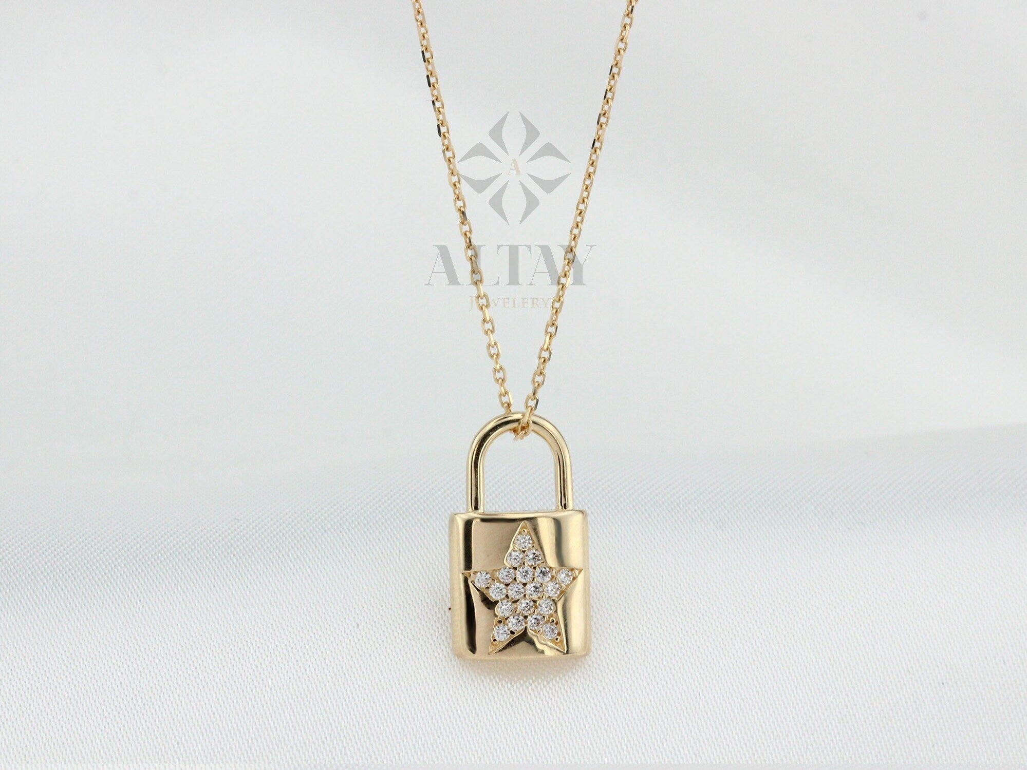 14K Gold Lock Necklace, Little Gold Lock Charm Necklace, Padlock Charm, Holiday Gift, Lock Necklace, Dainty Lovers Necklace, Gift for Her
