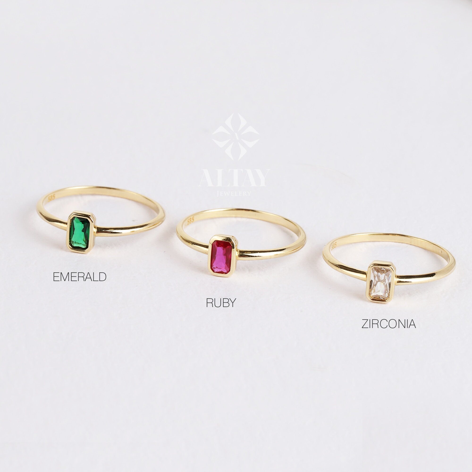 14K Gold Birthstone Rings, Personalized Family Birthstone Ring, Custom Made Birthstone Ring For Mothers, Unique Birthday Gemstone Ring