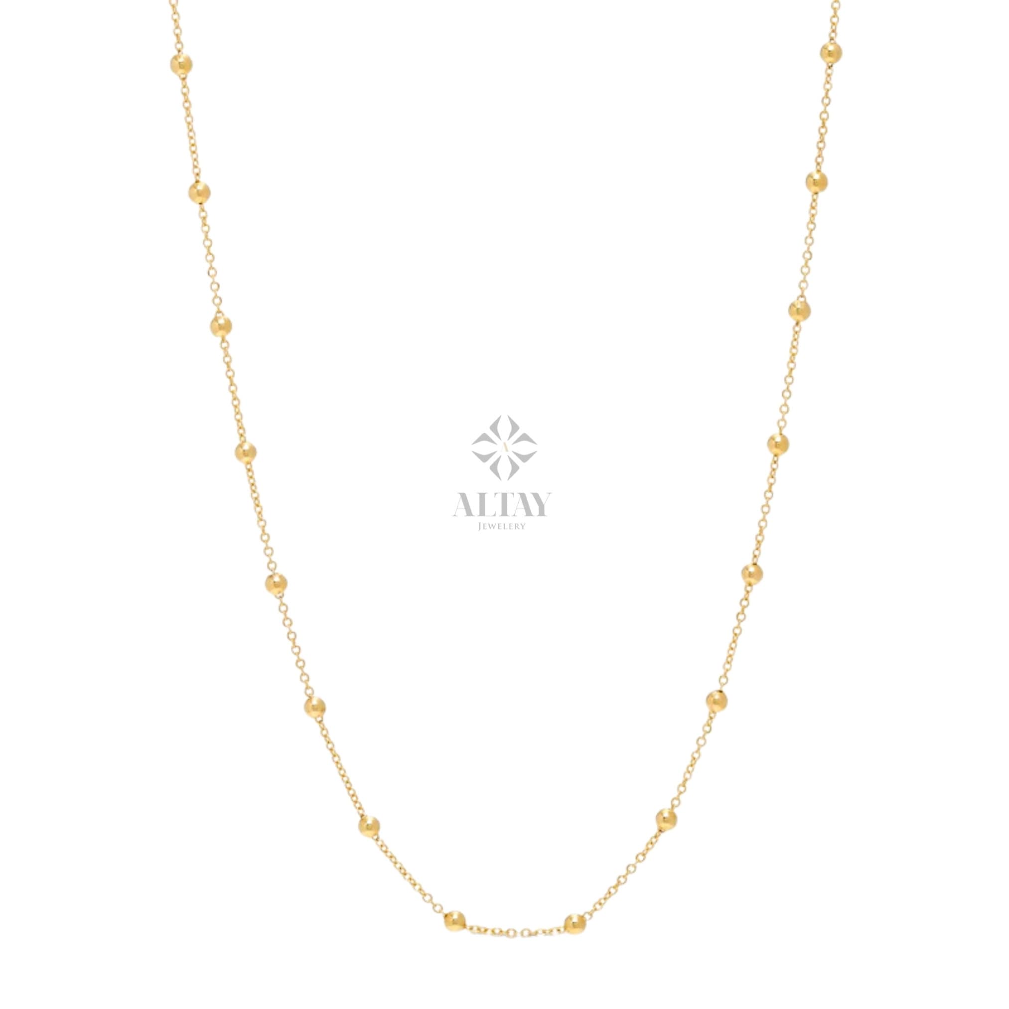 14K Gold Bead Chain Necklace, Mini Balls Necklace, Multi balls Chain Necklace, Minimalist Fashion Necklace, Delicate Modern, Gift For Her