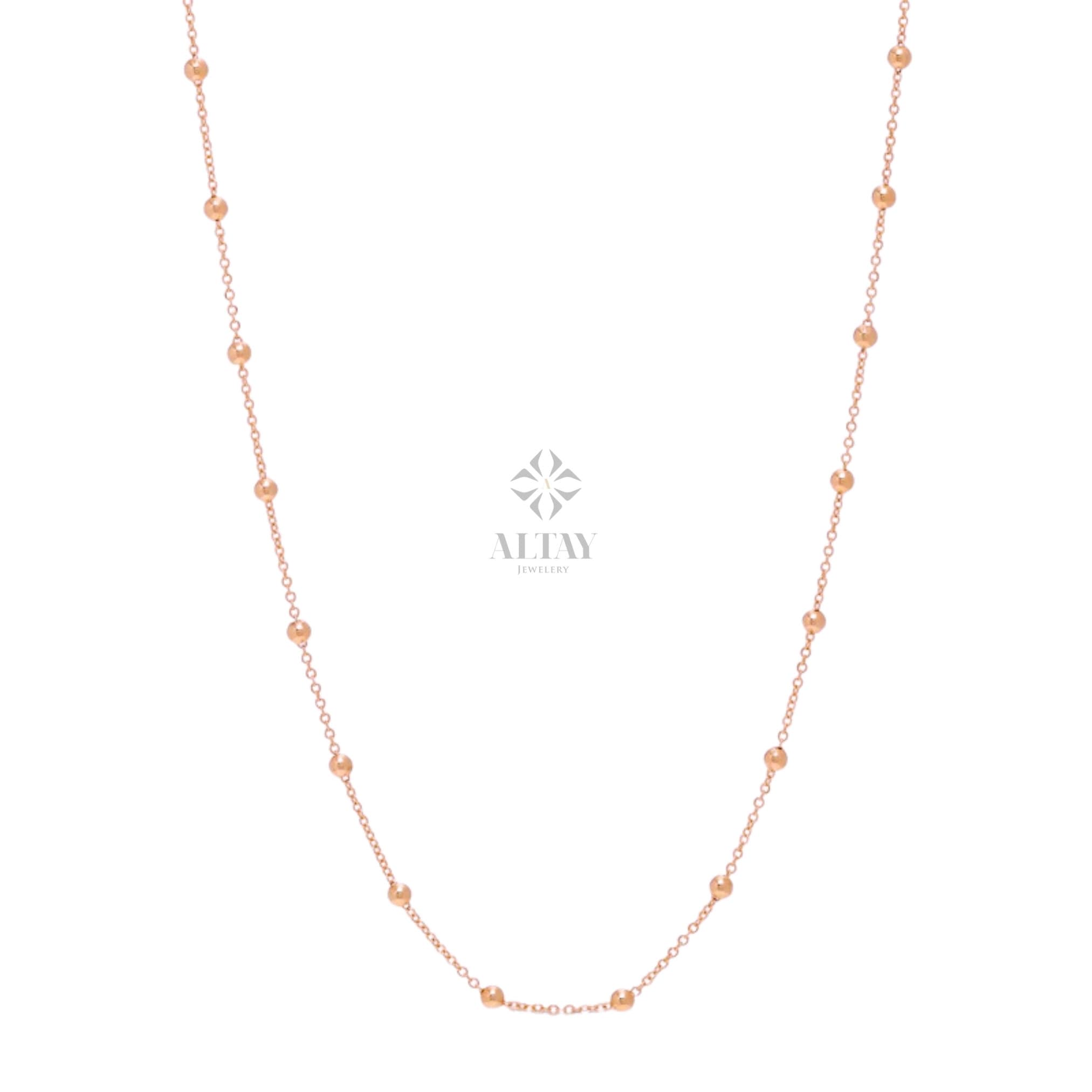 14K Gold Bead Chain Necklace, Mini Balls Necklace, Multi balls Chain Necklace, Minimalist Fashion Necklace, Delicate Modern, Gift For Her
