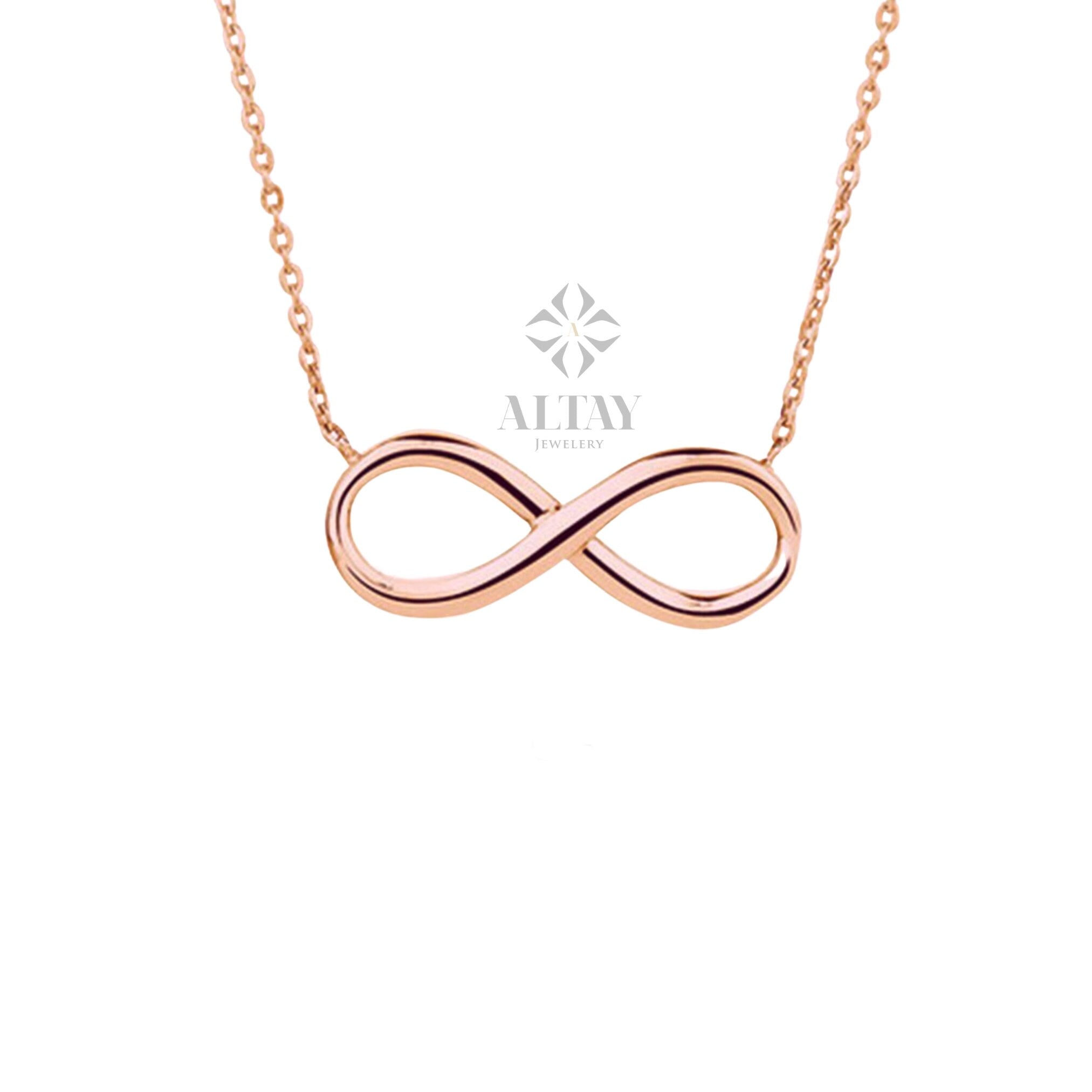 14K Solid Gold Infinity Necklace, Eternity Pendant, Minimalist Dainty Endlessness Charm, Charm Necklace, Delicate Fashion, Gift for Her