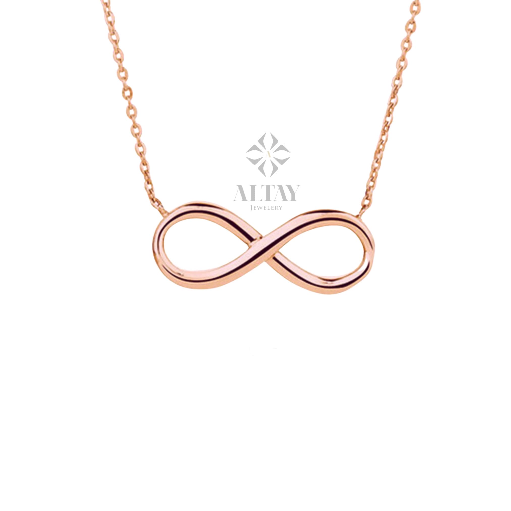 14K Solid Gold Infinity Necklace, Eternity Pendant, Minimalist Dainty Endlessness Charm, Forever Necklace, Delicate Fashion, Gift for Her