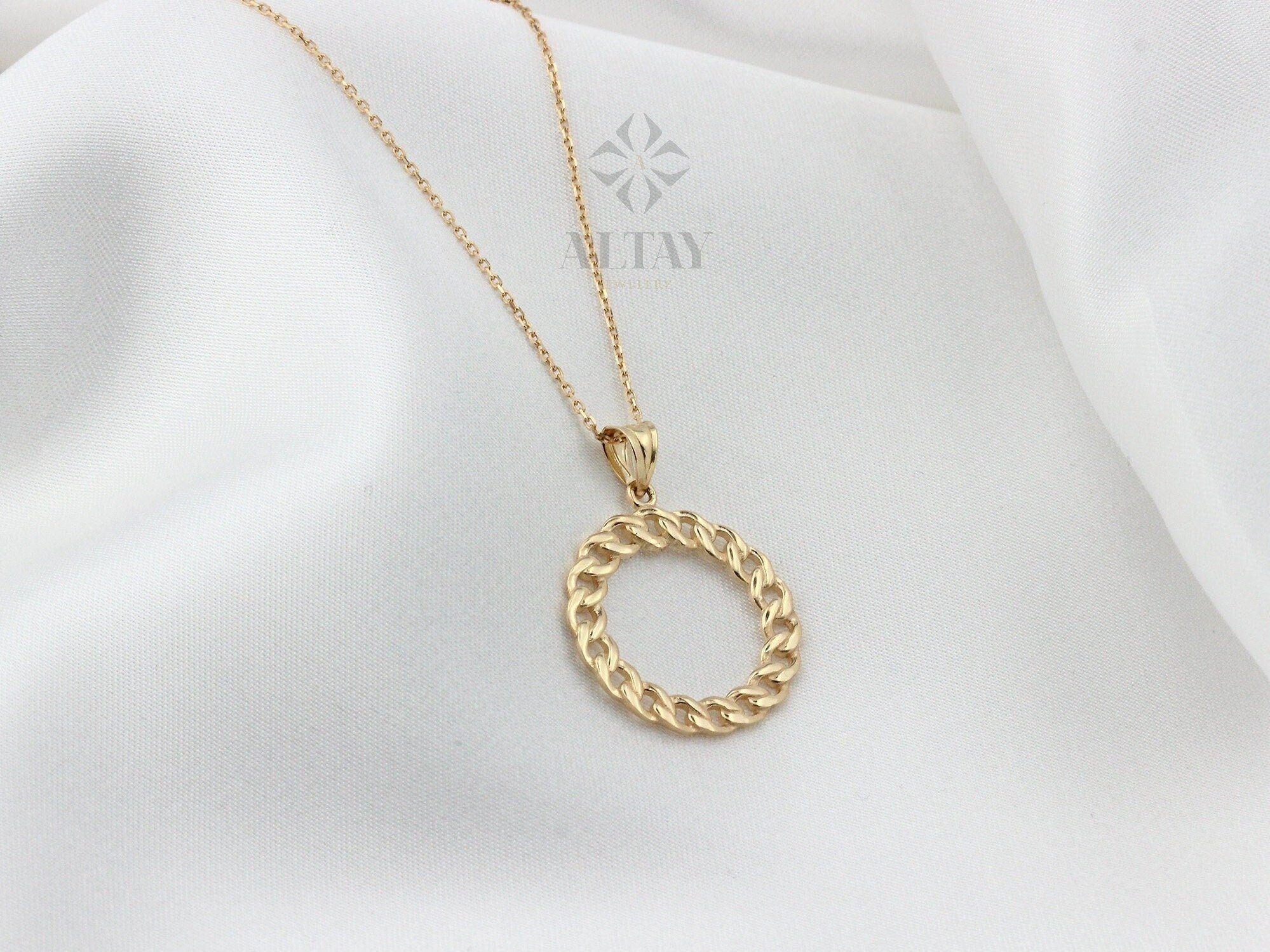 14K Gold Cuban Link Pendant, Small Chain Necklace, Mini Miami Cuban Link Choker, Layered Real Gold Charm, Daily Necklace, Gift for Her