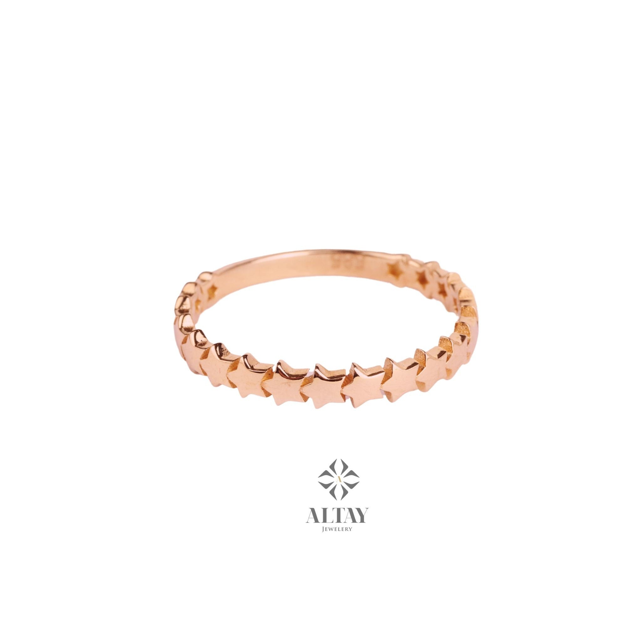 14K Gold Star Ring, Gold Multi Stars Ring, Starburst Minimalist Ring, Tiny Astral Star Band, Stacking Dainty Gold Ring, Gift for Wife