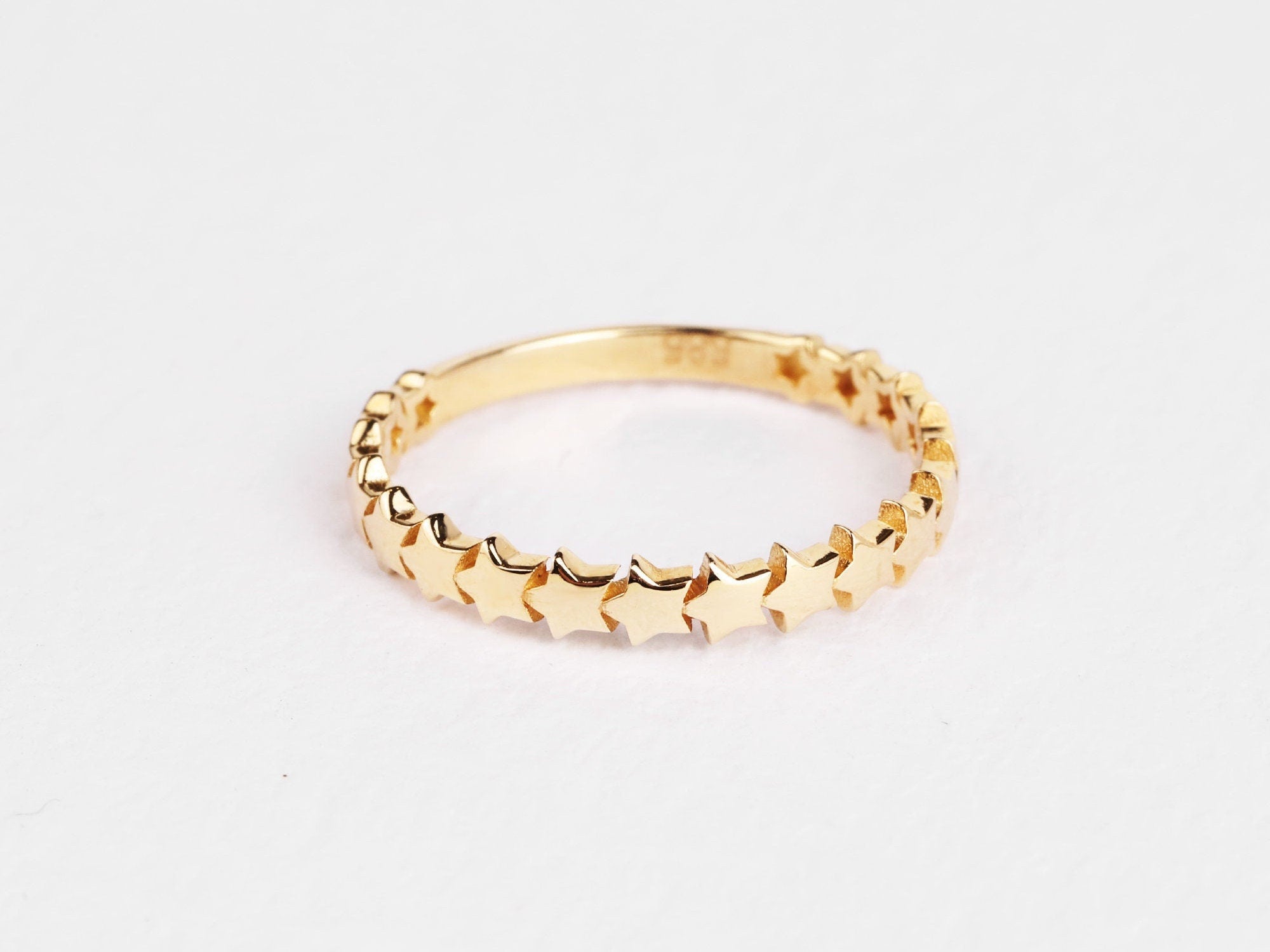 14K Gold Star Ring, Gold Multi Stars Ring, Starburst Minimalist Ring, Tiny Astral Star Band, Stacking Dainty Gold Ring, Gift for Wife