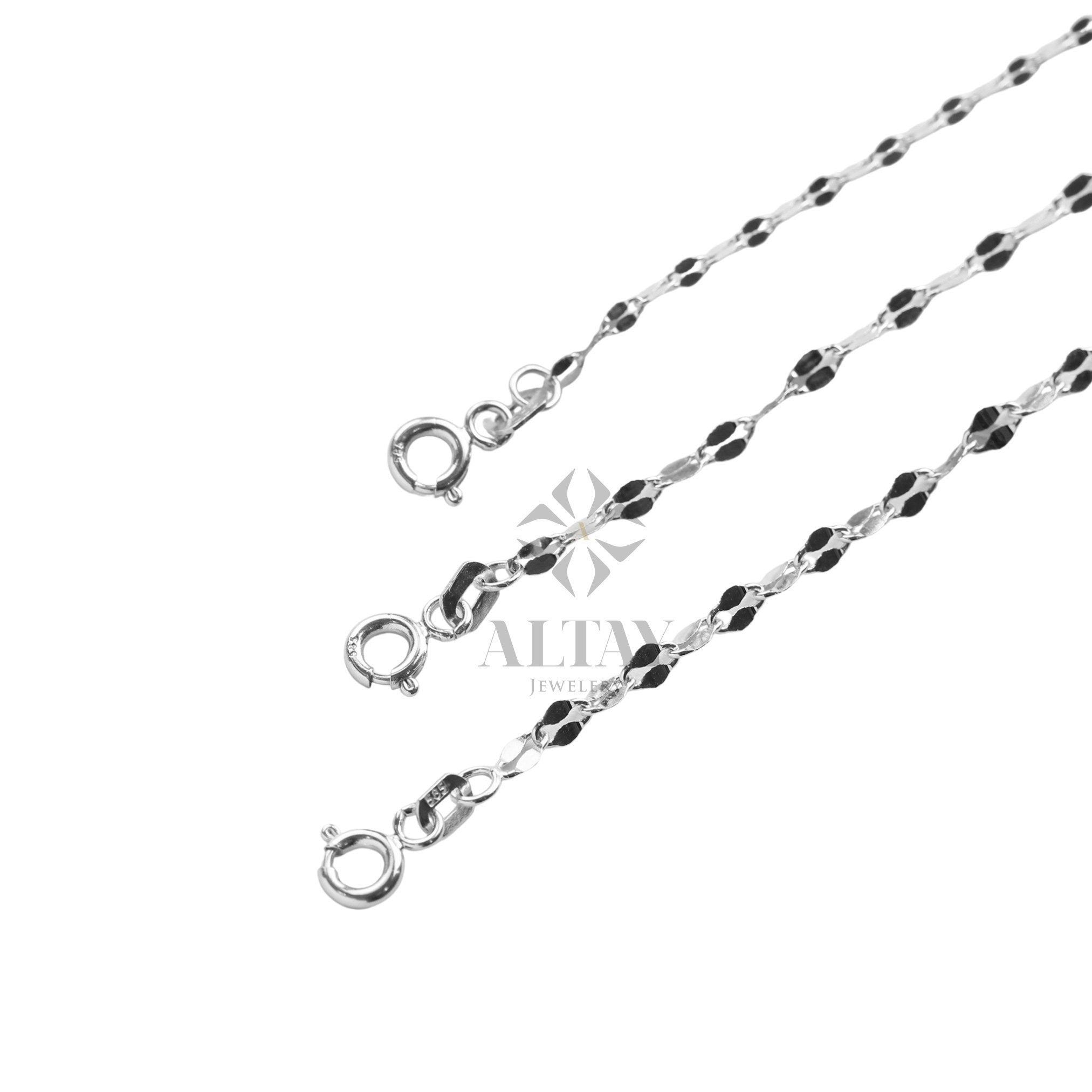 14K Gold Sparkle Chain Necklace, Glitter Chain Necklace, Flat Gold Link Chain Choker, Sequin Mirror Chain, Minimalist Elegant Necklace