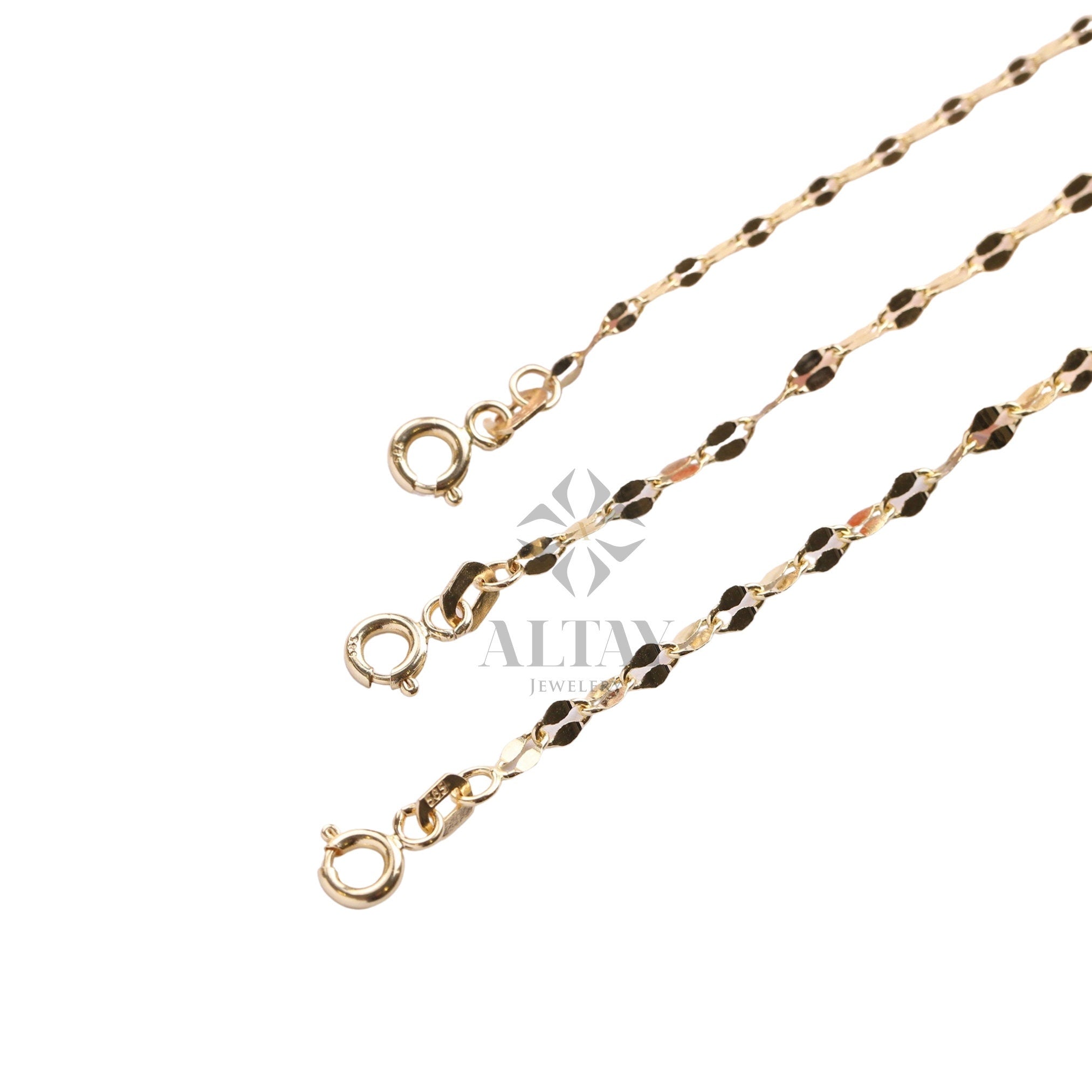 14K Gold Sparkle Chain Necklace, Glitter Chain Necklace