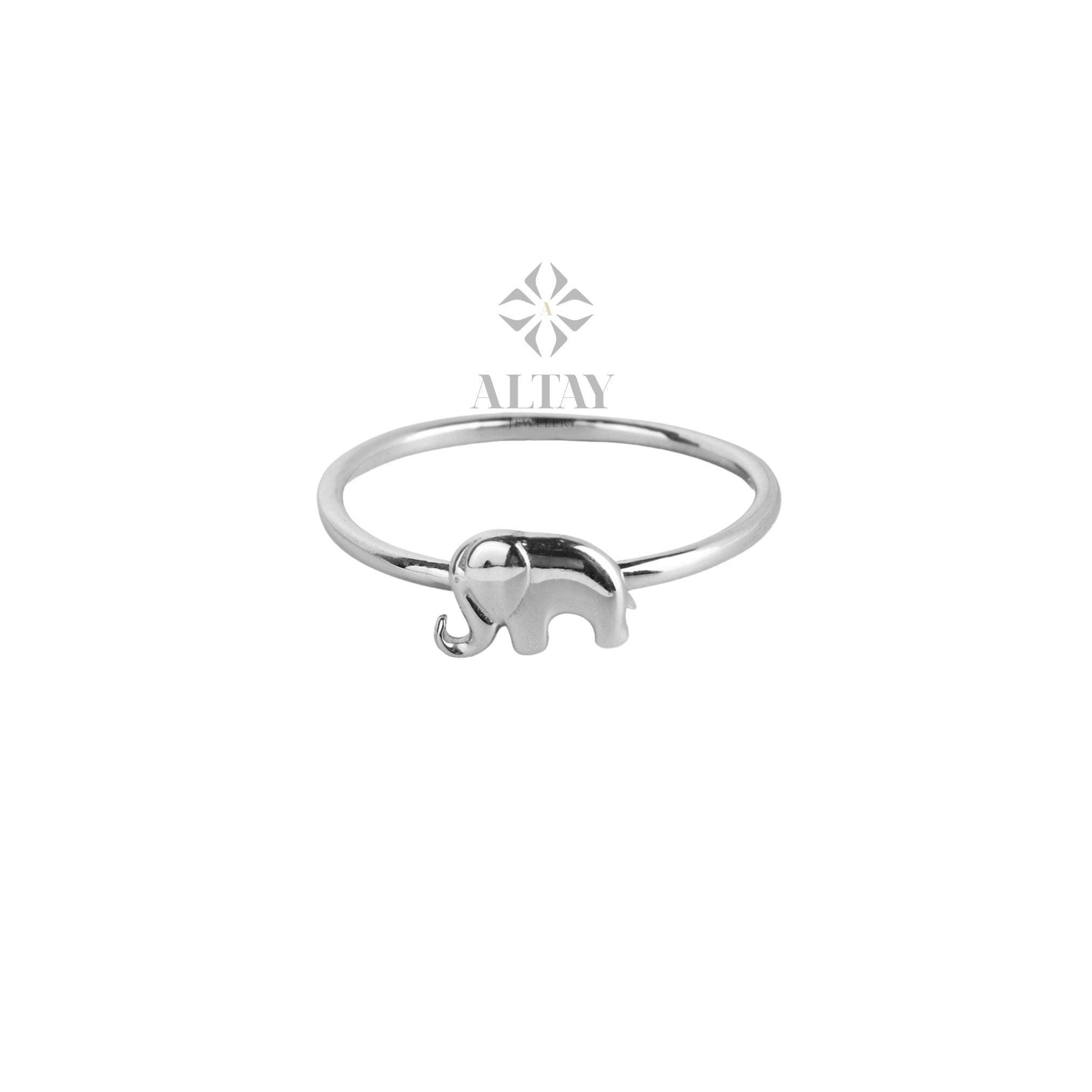 Solid Gold Elephant Ring, Stacking Thin Gold Ring, 14k Animal Gold Ring, Minimalist Ring, Gift for Her, Dainty Ring, Good Fortune Symbol