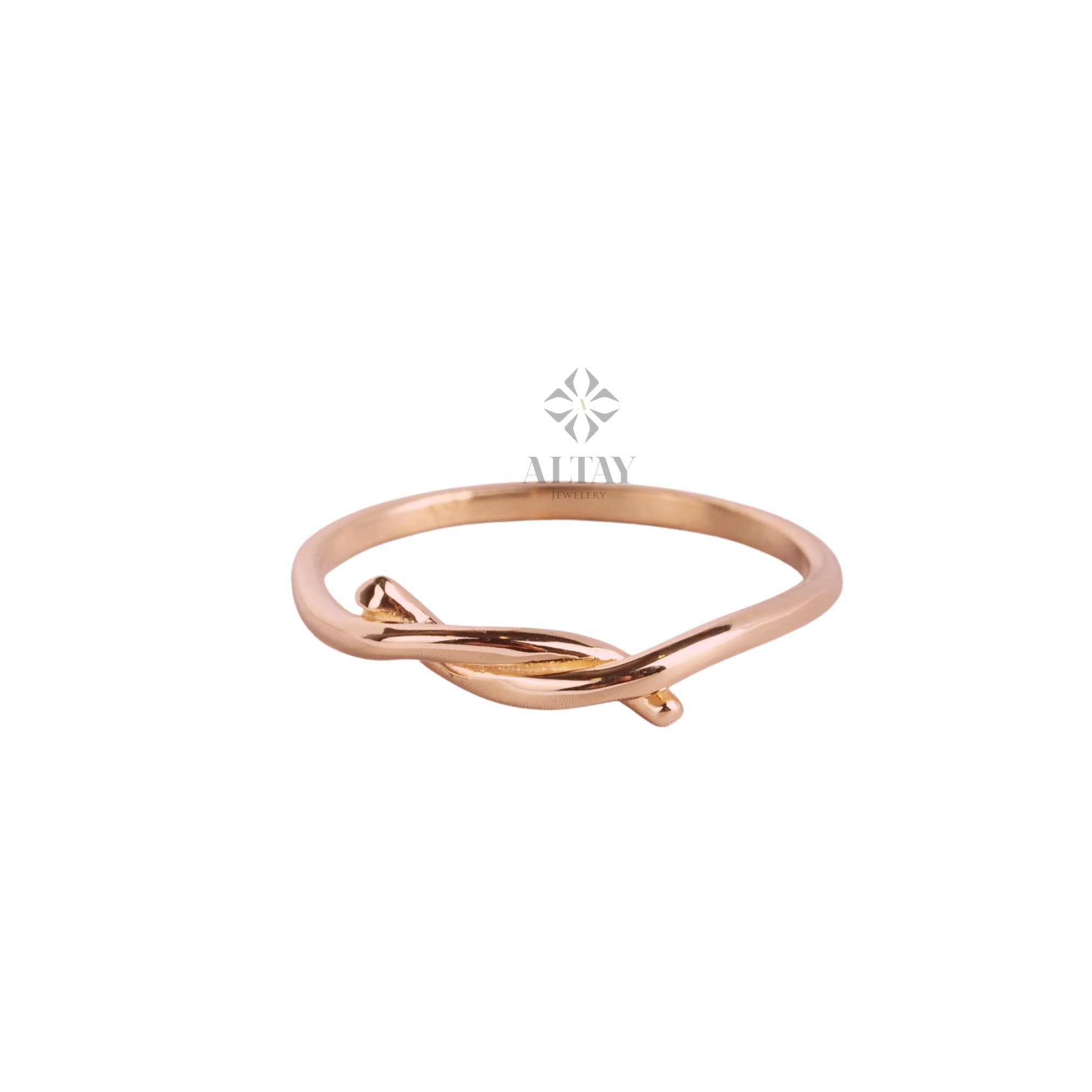 14K Solid Gold Knot Ring, Minimalist Tie Ring, Stacking Ring, Dainty Knuckle Band, Delicate Tangle, Fashion Jewelry Ring, Gift for Her