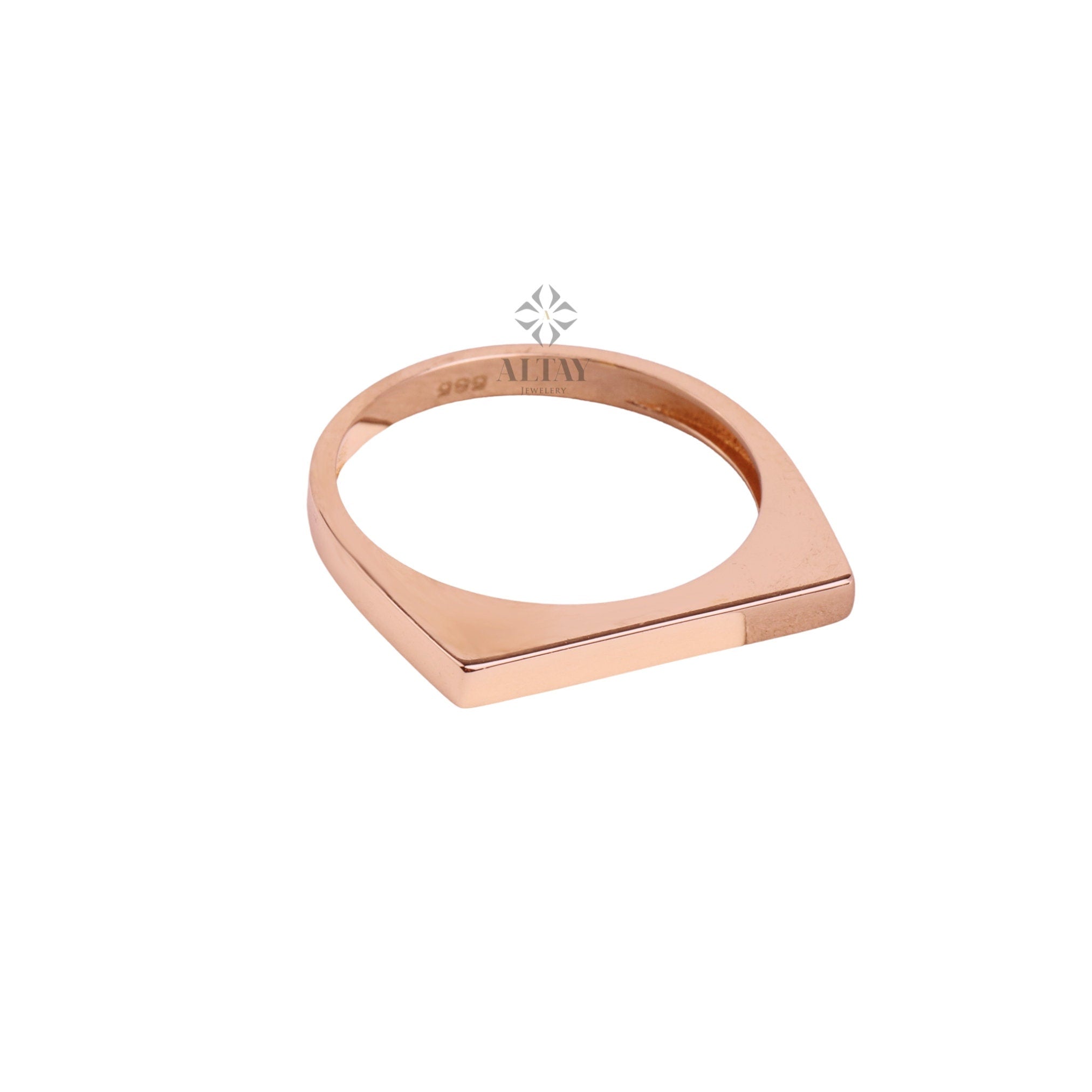 14K Gold Signet Bar Ring, Rectangle Signet Ring, Chevalier Ring, Signet Ring, Women Pinky Ring, Flat Bar Ring, Thin Stacking Ring Jewelry
